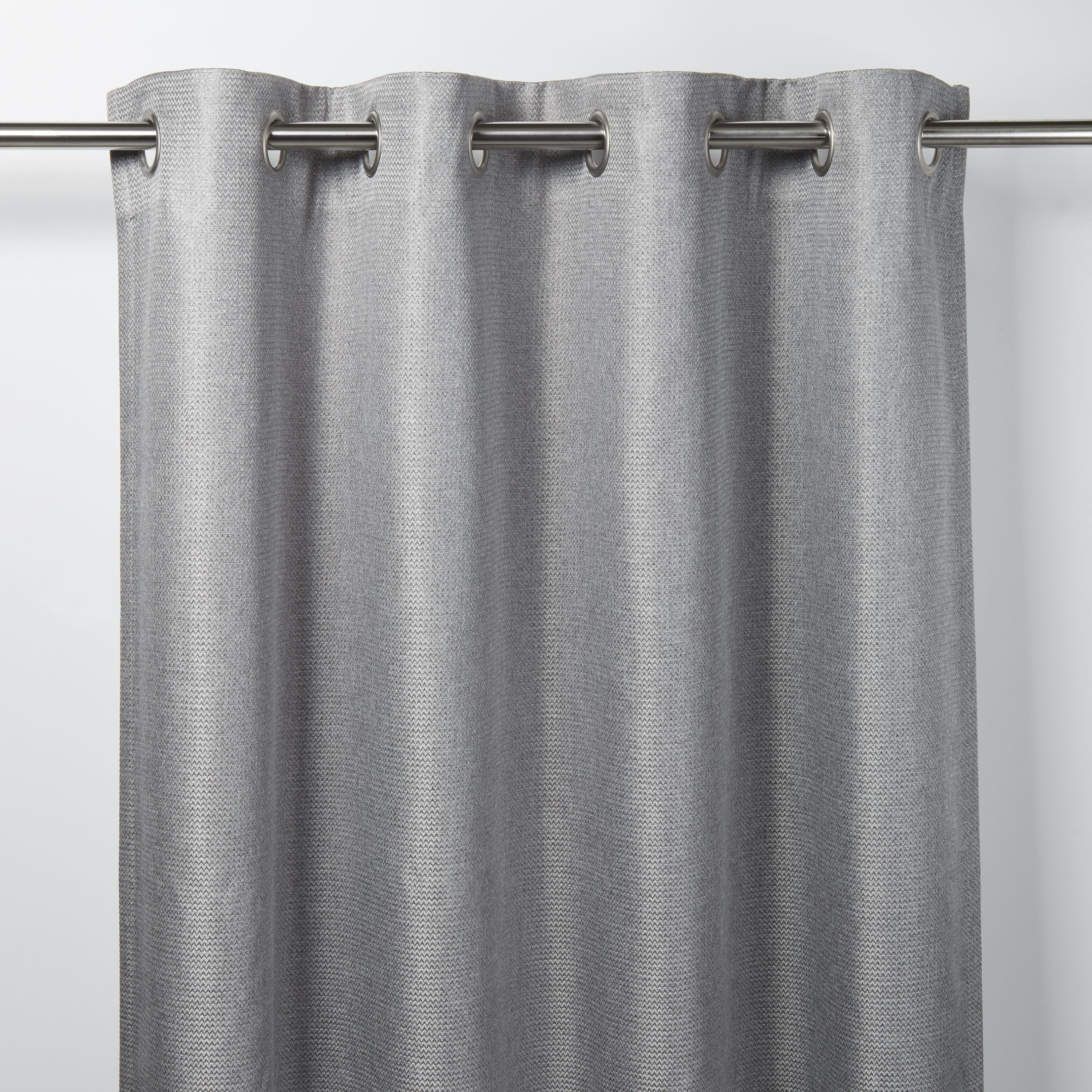 Moggo Grey Herringbone Blackout Eyelet Curtain W 167cm L 183cm