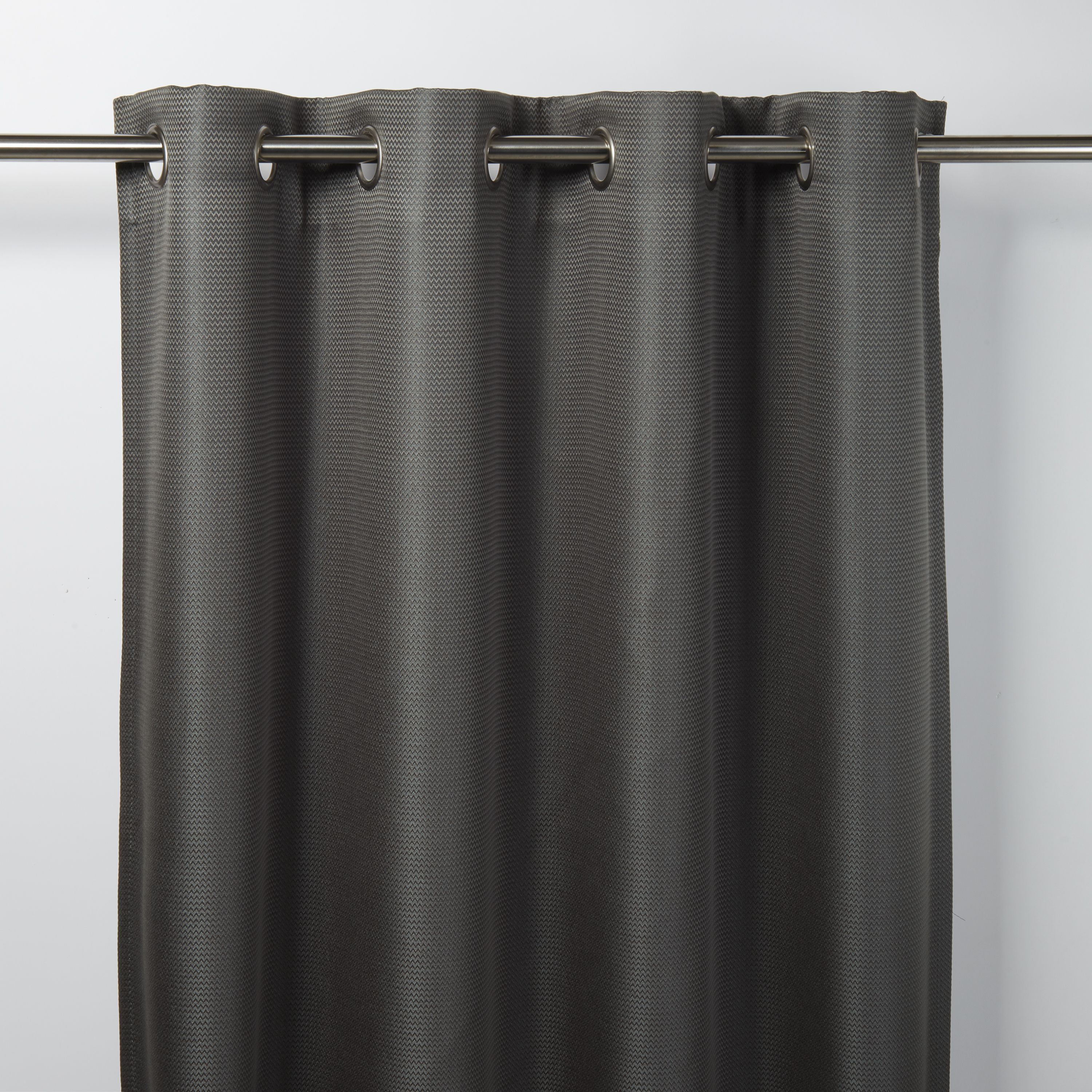 Moggo Dark Grey Herringbone Blackout Eyelet Curtain W 167cm L
