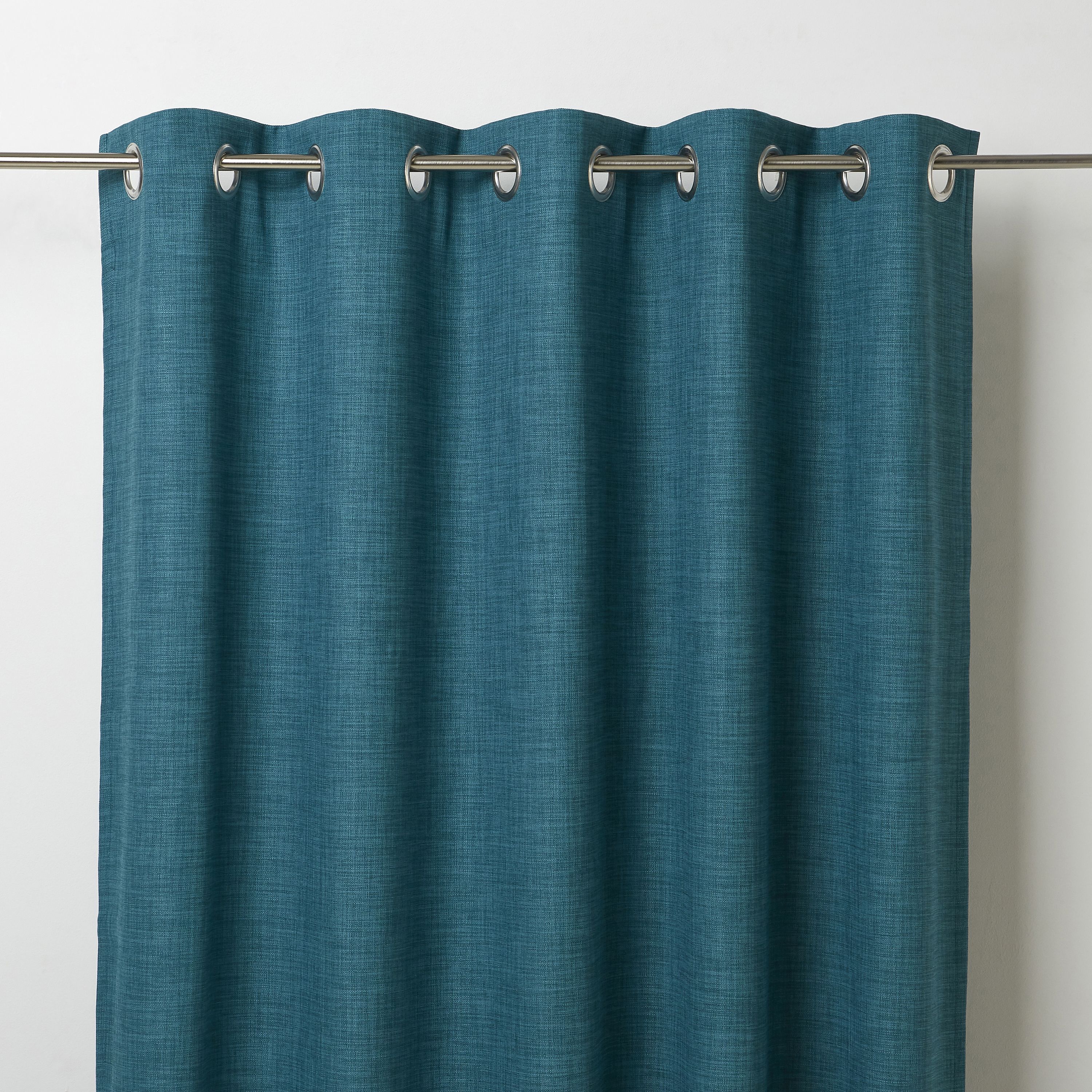 Novan Blue Plain Blackout Eyelet Curtain W 167cm L 228cm Single