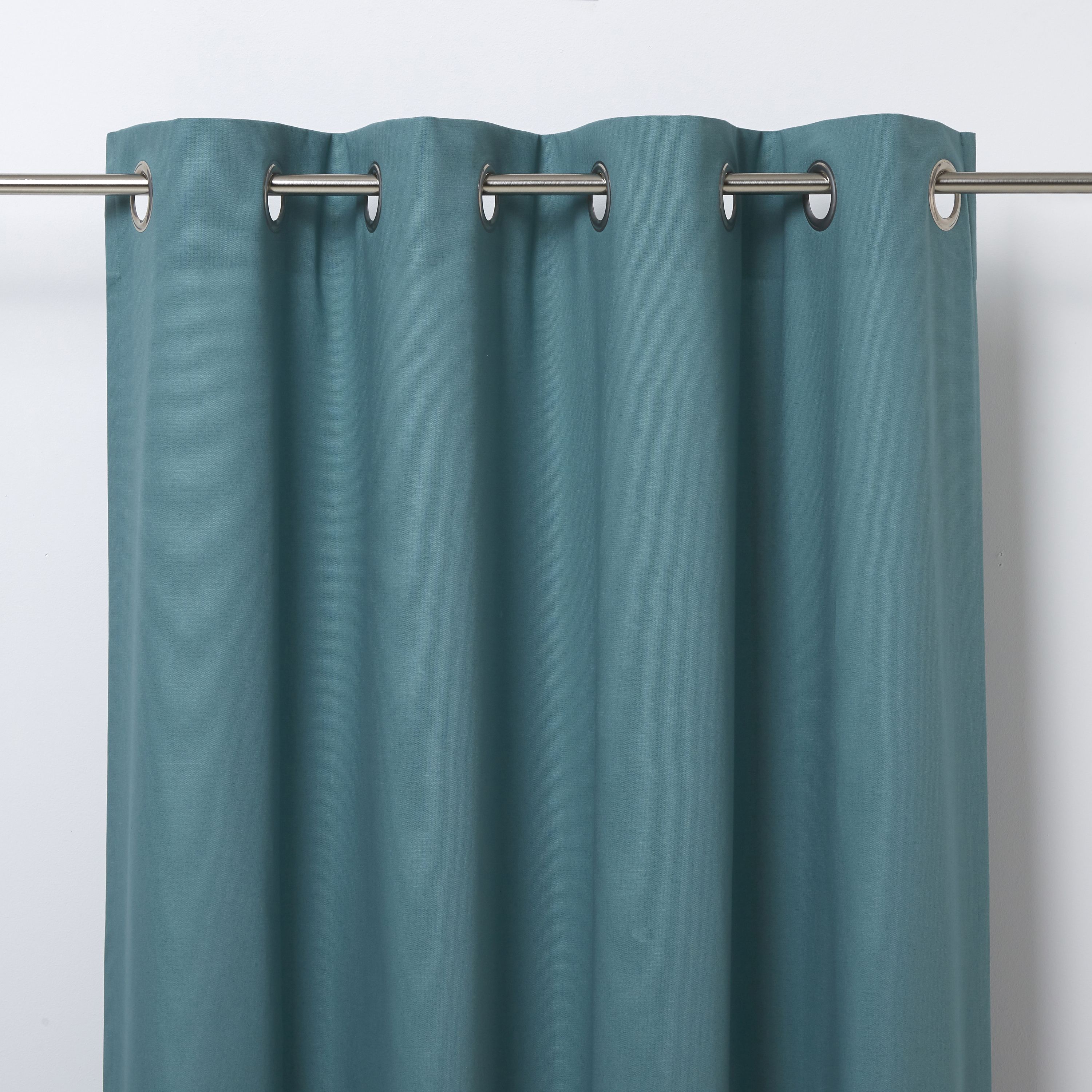 Hiva Blue Plain Unlined Eyelet Curtain W 167cm L 228cm Single