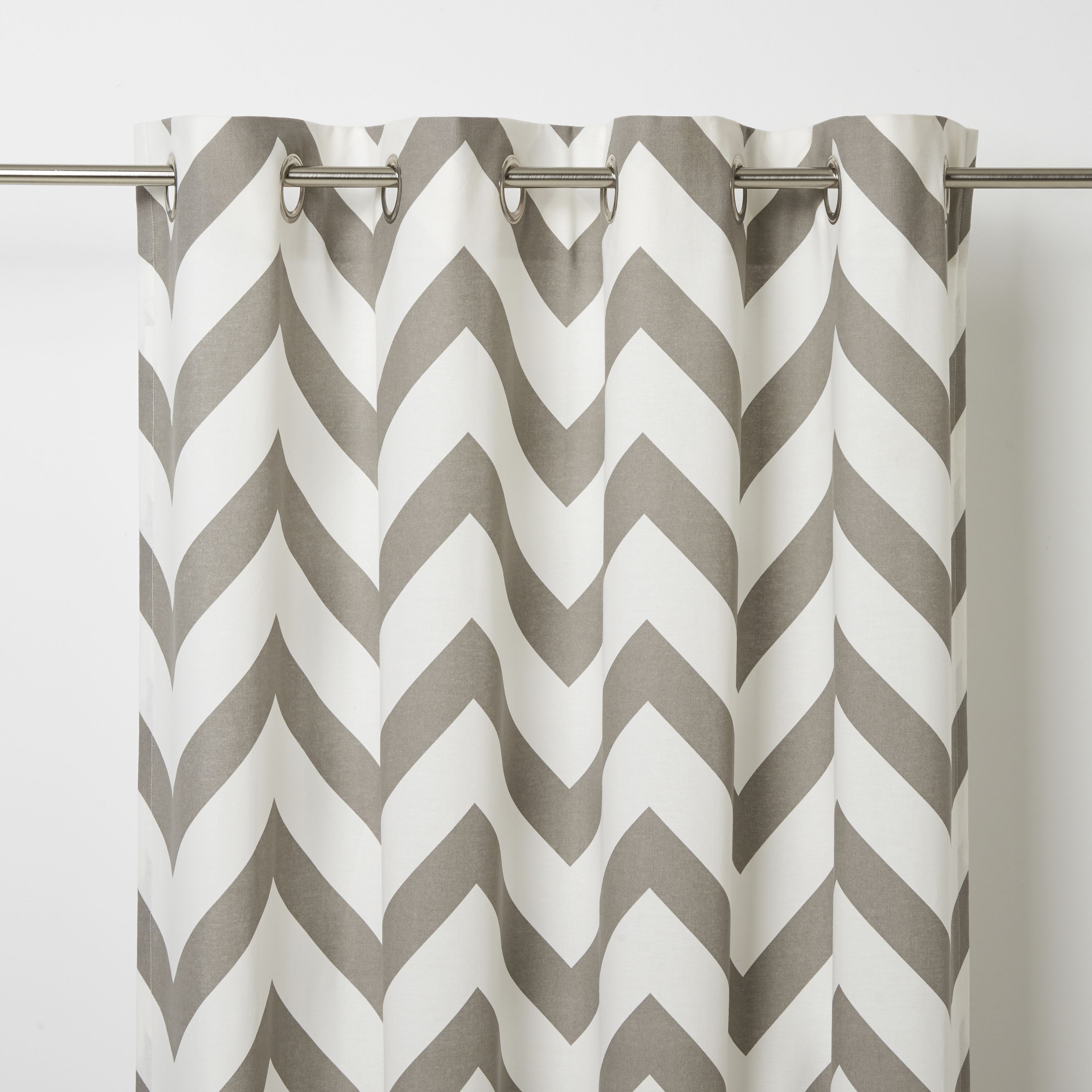 Wabana Grey White Herringbone Unlined Eyelet Curtain W 117cm L