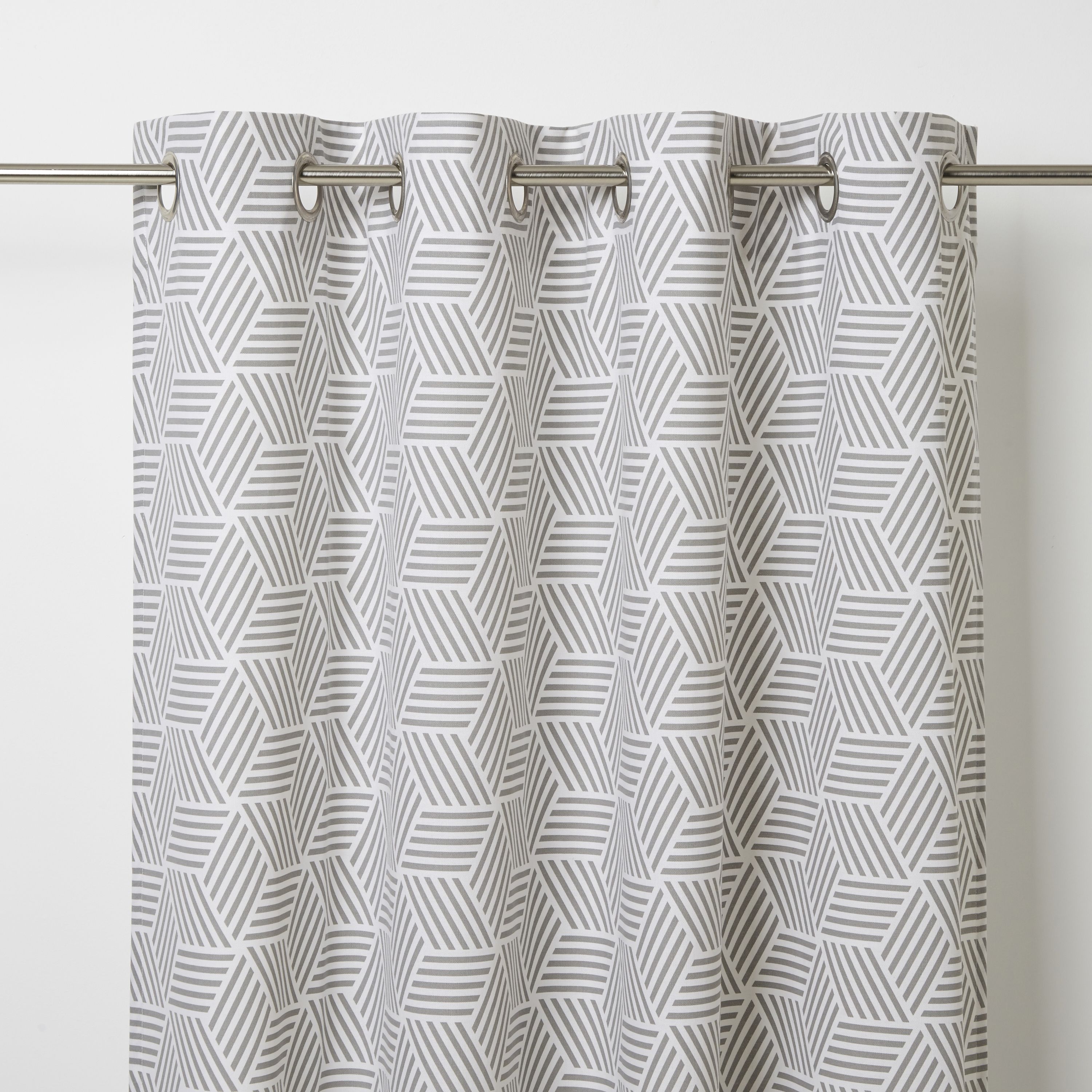 Luena Grey White Geometric Unlined Eyelet Curtain W 167cm L