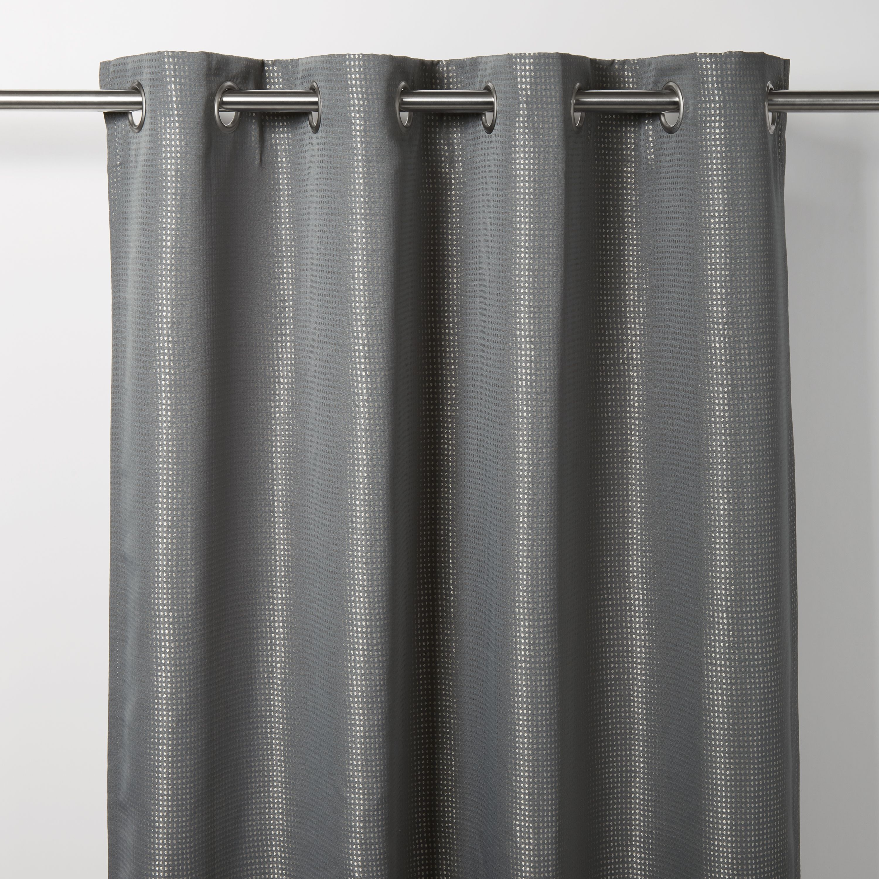 Thanja Grey Spotted Blackout Eyelet Curtain W 140cm L 260cm