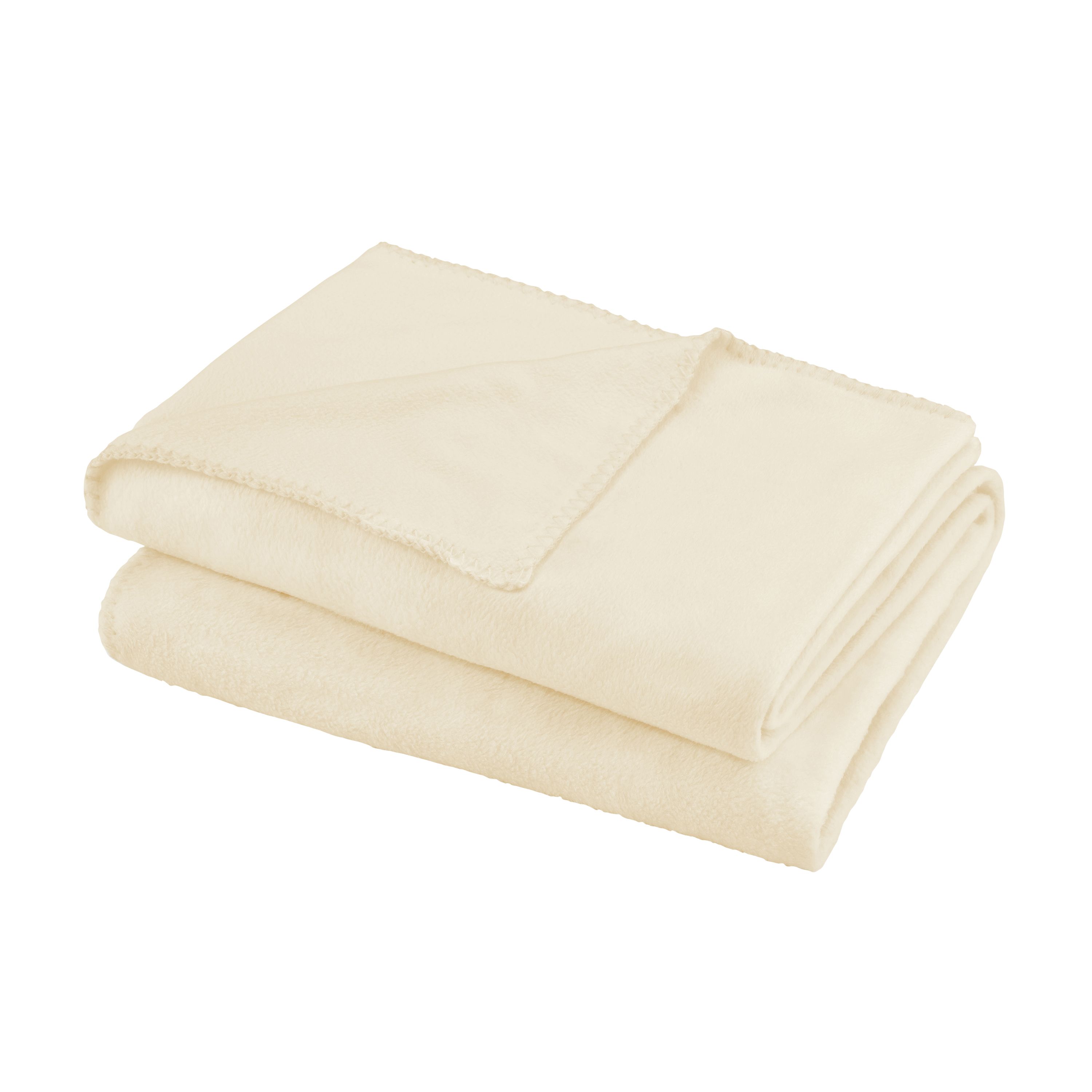 Ivory Plain Fleece Throw | Departments | DIY at B&Q