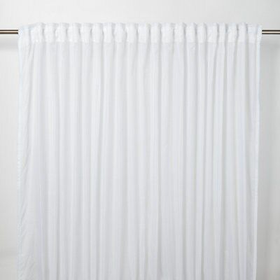 Kymbe White Plain Unlined Pencil pleat Voile curtain (W)280cm (L)260cm ...