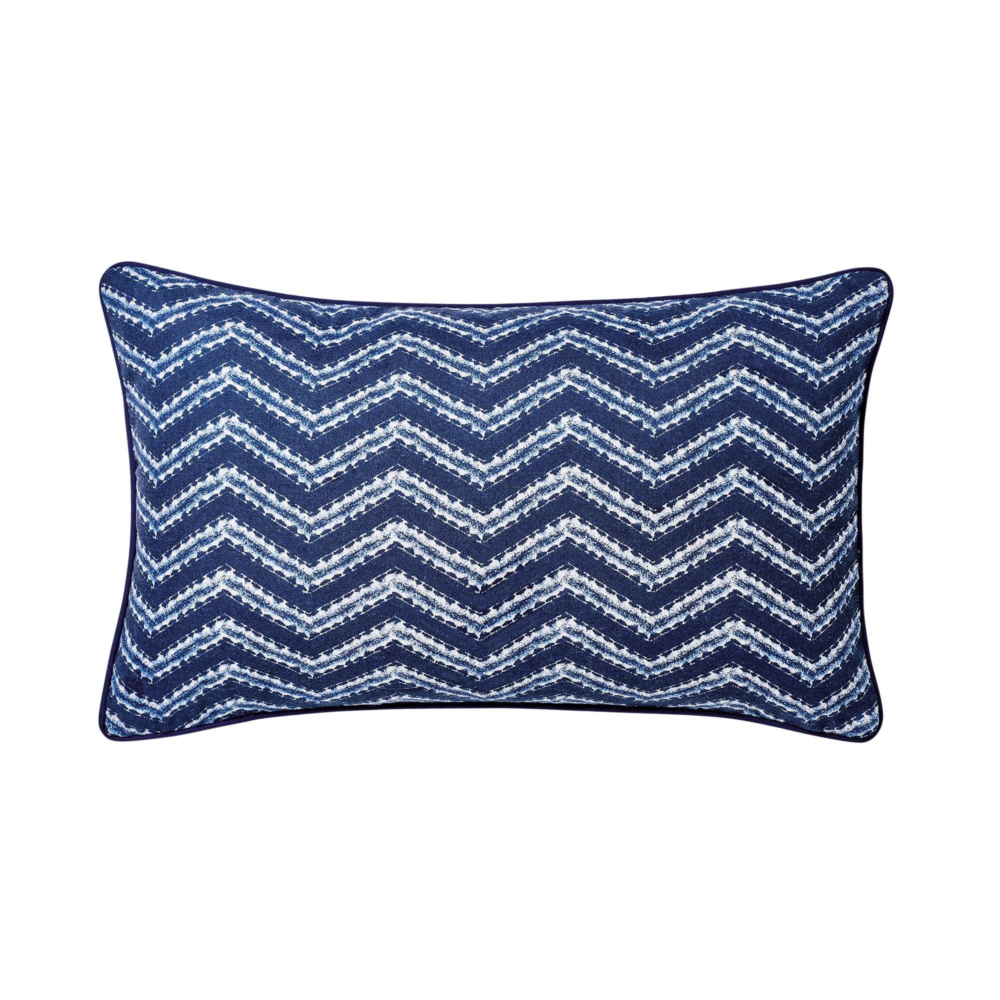 Azur Herringbone Blue & white Cushion | Departments | DIY at B&Q