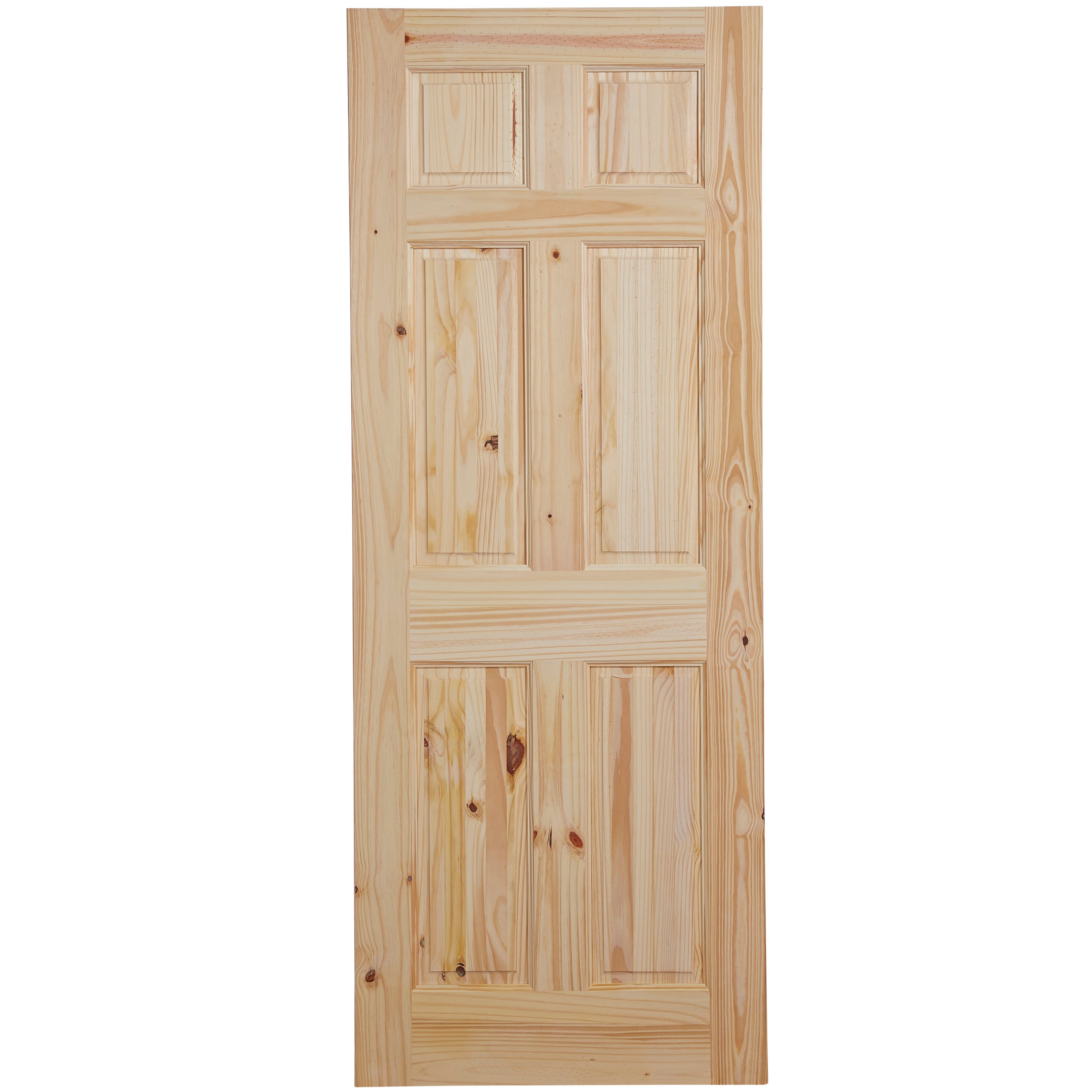 6 Panel Knotty pine Internal Door, (H)1981mm (W)762mm