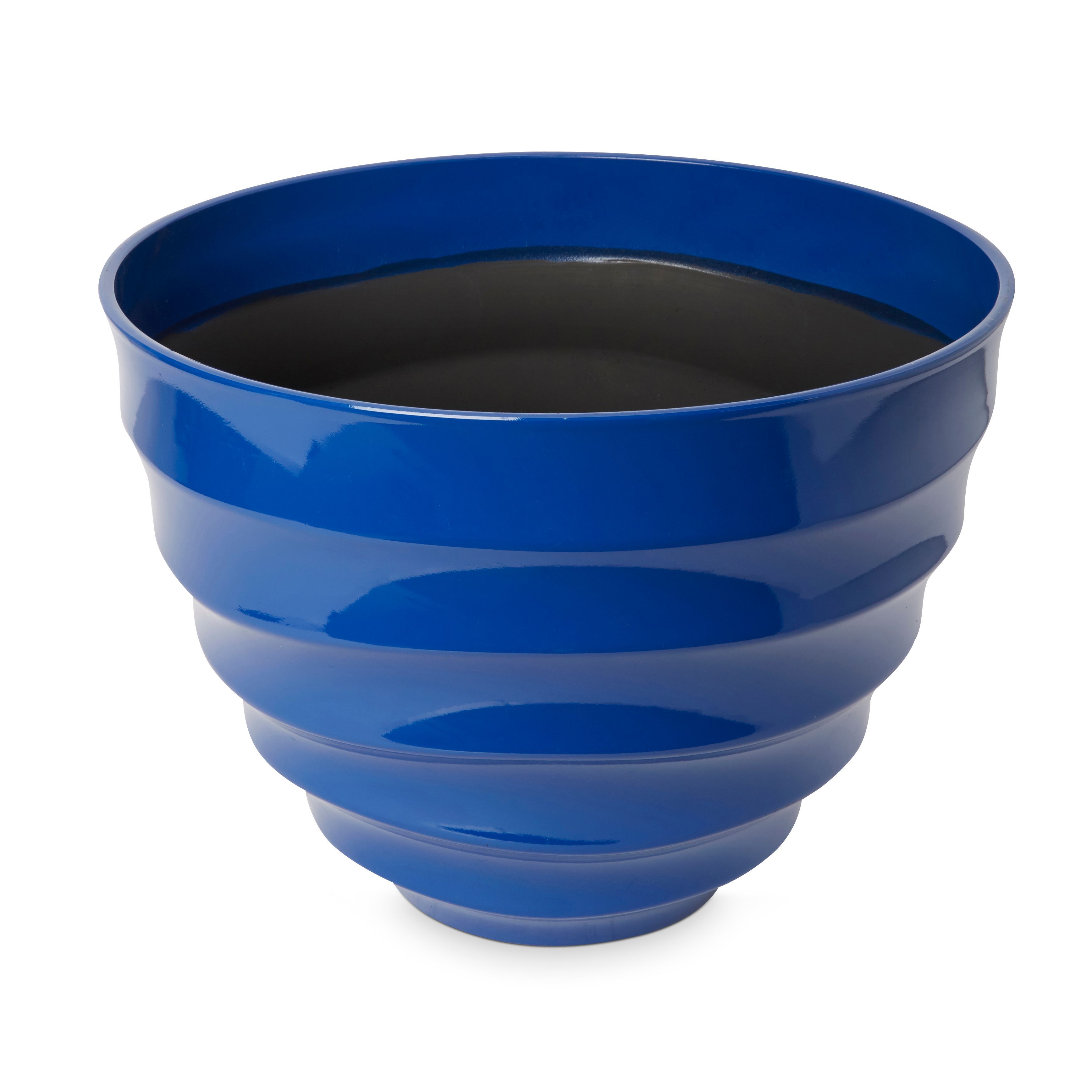 Momoka G Blue Plastic Ribbed Plant pot (Dia)50cm Departments DIY at B&Q