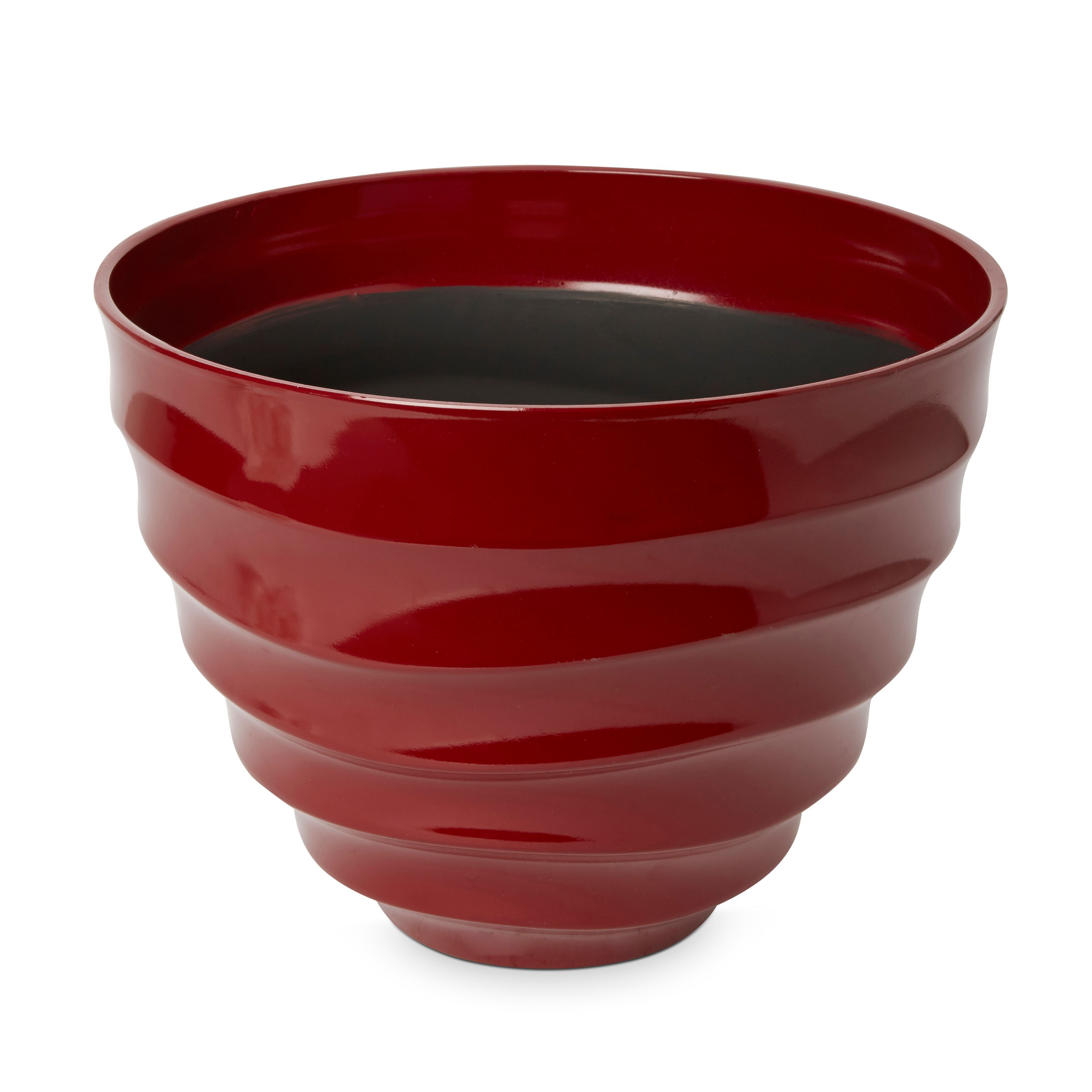 Momoka G Red  Plastic Ribbed Plant  pot  Dia 40cm 