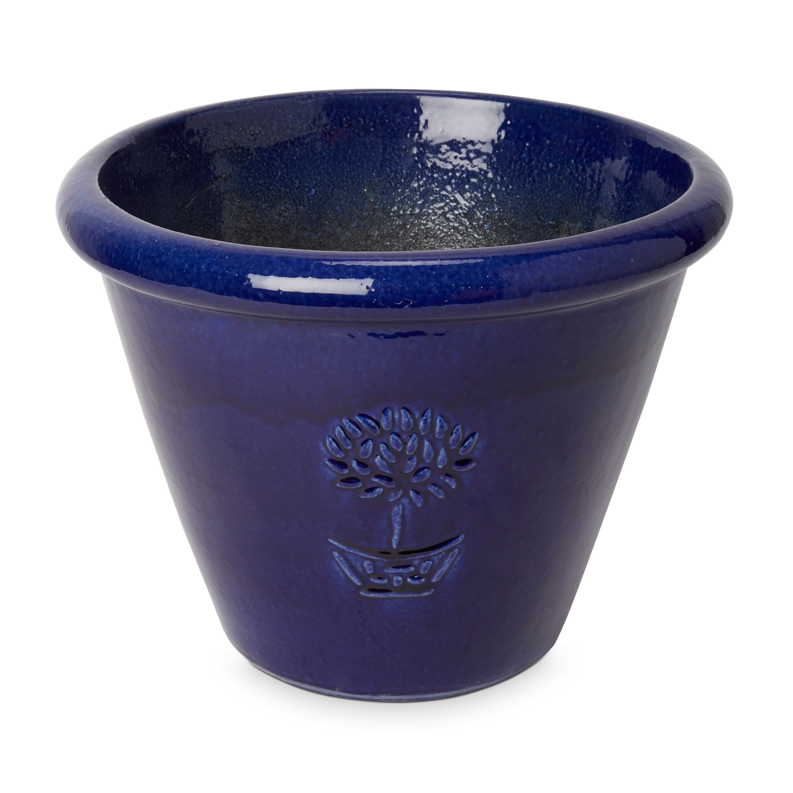 Tiwlip Dark blue Ceramic Plant pot (Dia)36cm | Departments ...