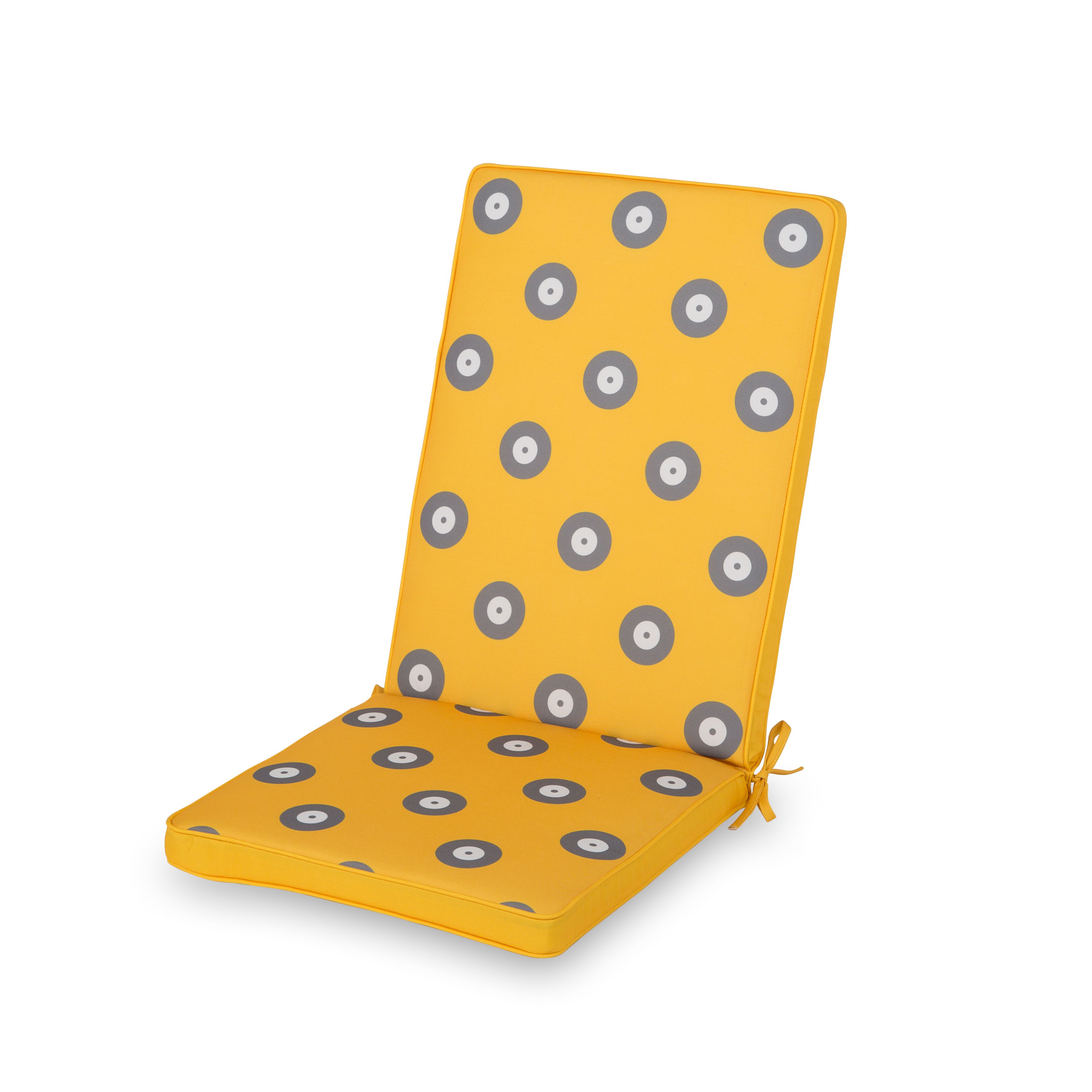 Kinaros Grey & yellow Spot High back seat cushion | Departments | DIY