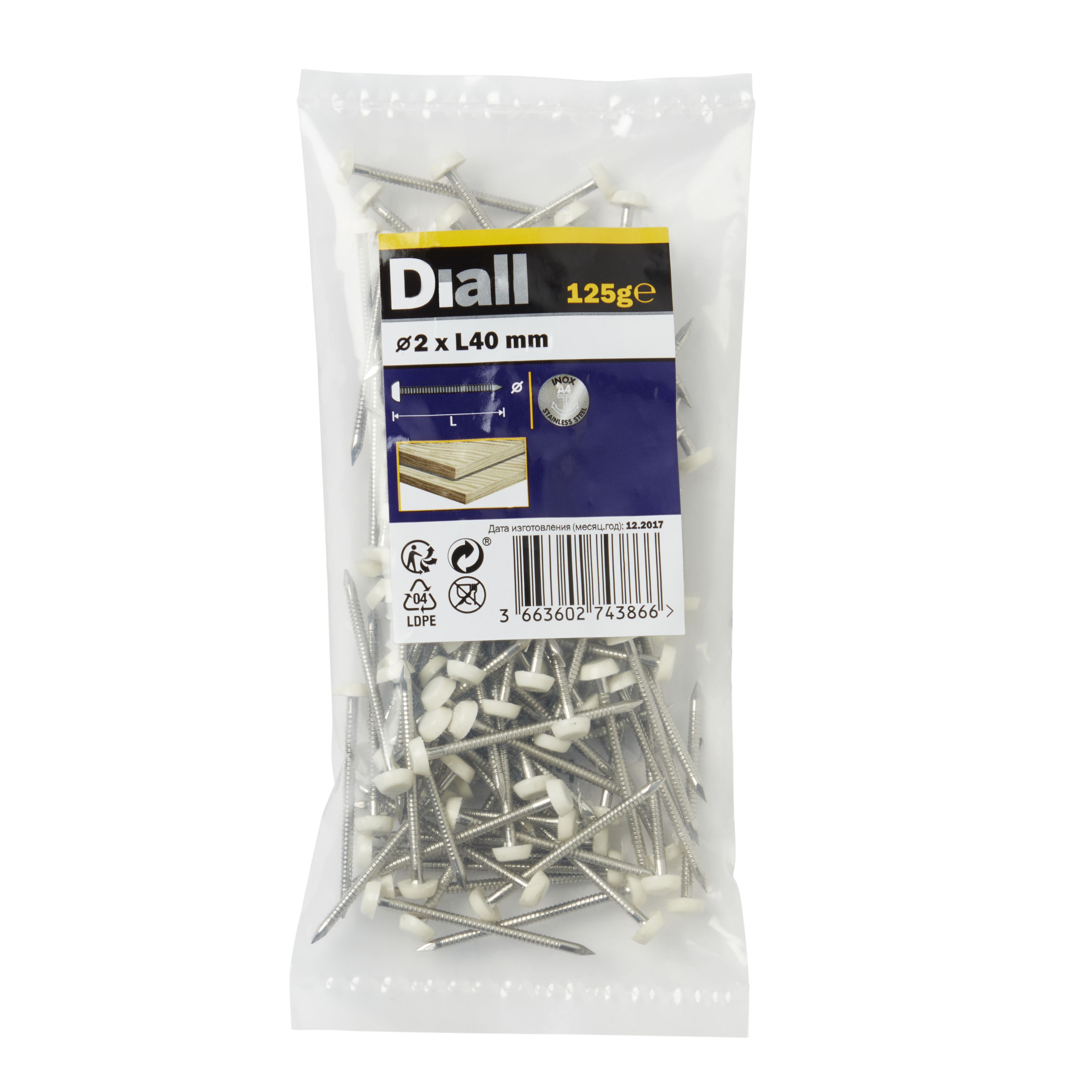 Diall UPVC nail (L)40mm (Dia)2mm 120g, Pack | Departments | DIY at B&Q