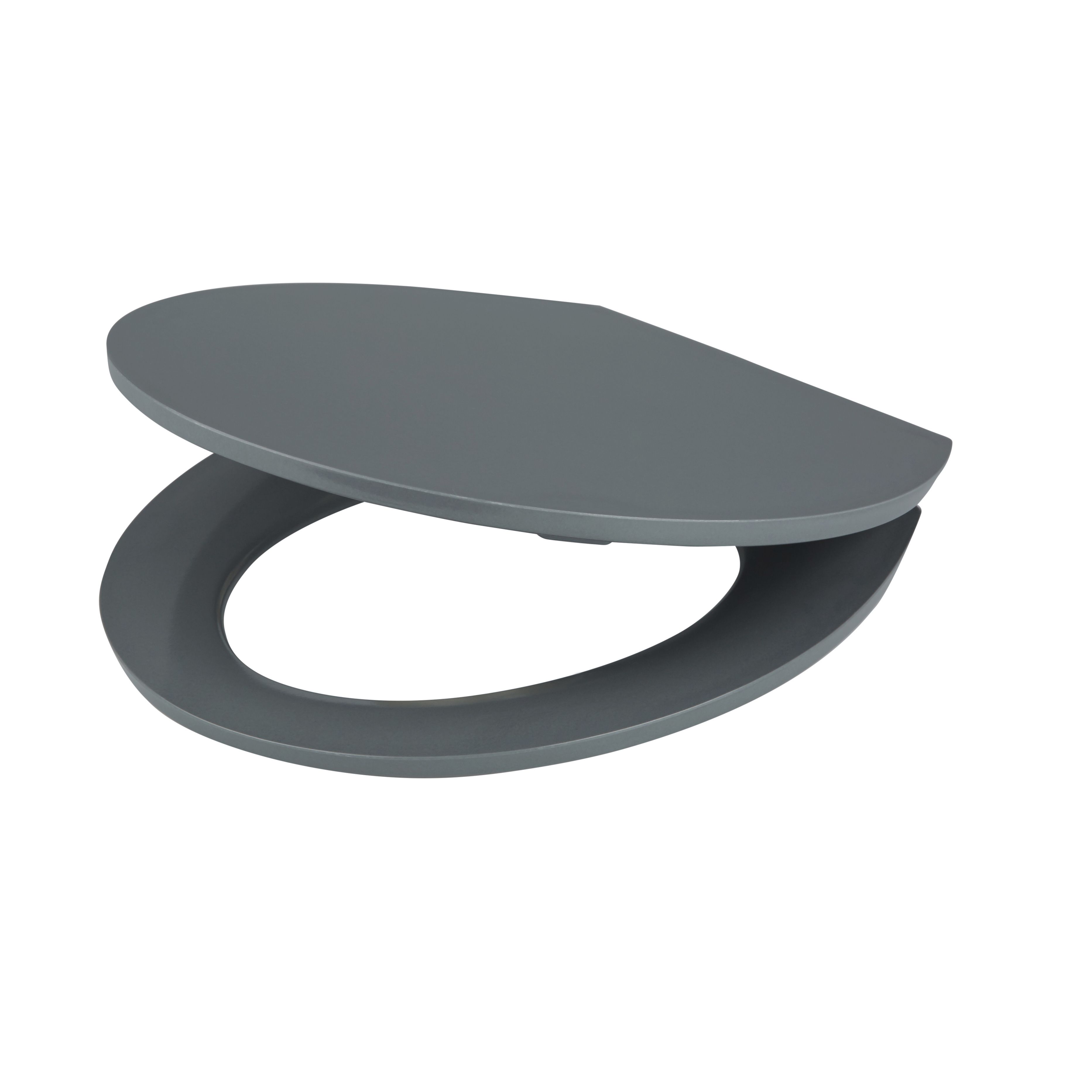 Cooke & Lewis Changi Grey Top fix Soft close Toilet seat | Departments