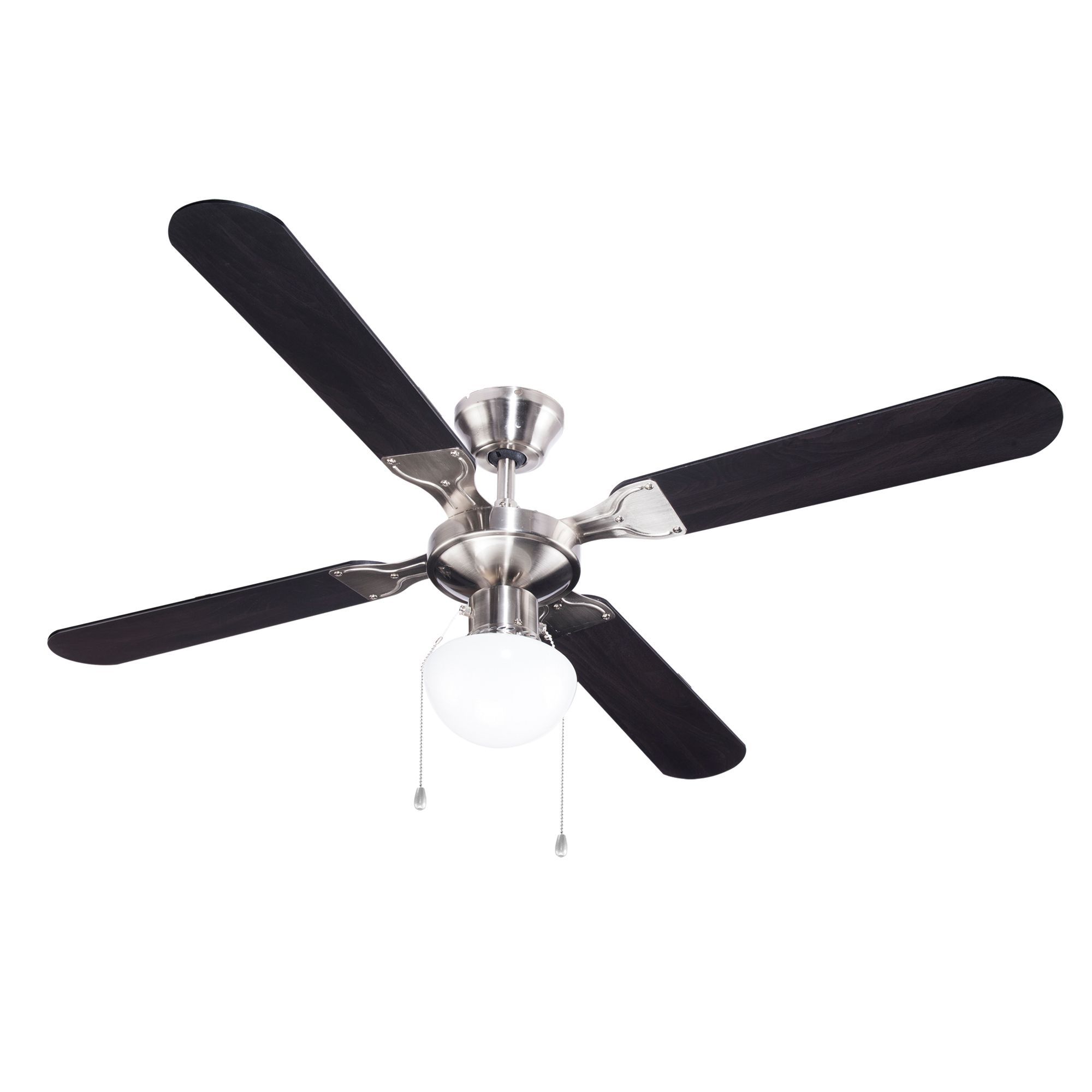 Colours Hetti Modern Brushed Chrome Effect Ceiling Fan Light