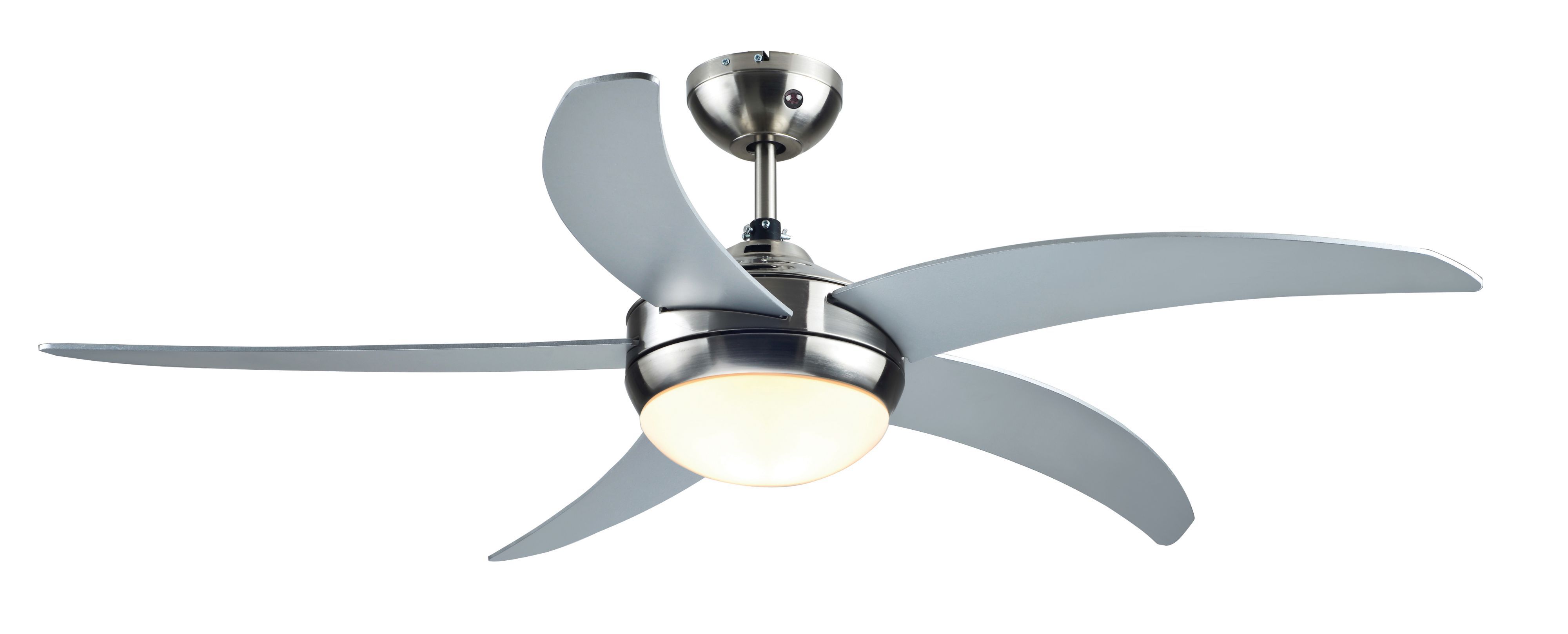 Colours Hanki Modern Brushed Chrome Effect Ceiling Fan Light