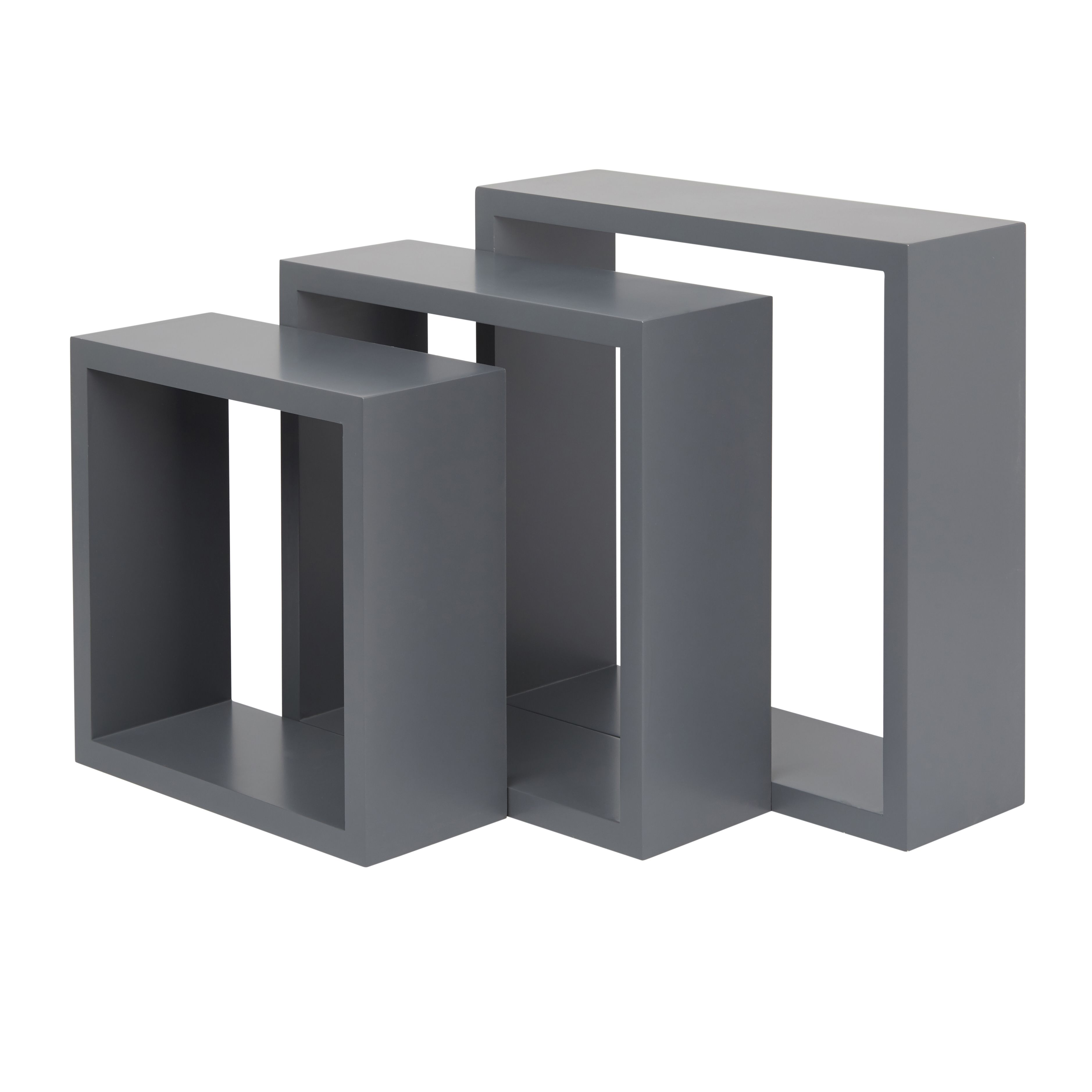 Form Rigga Grey Cube shelves, Set of 3 Departments DIY at B&Q