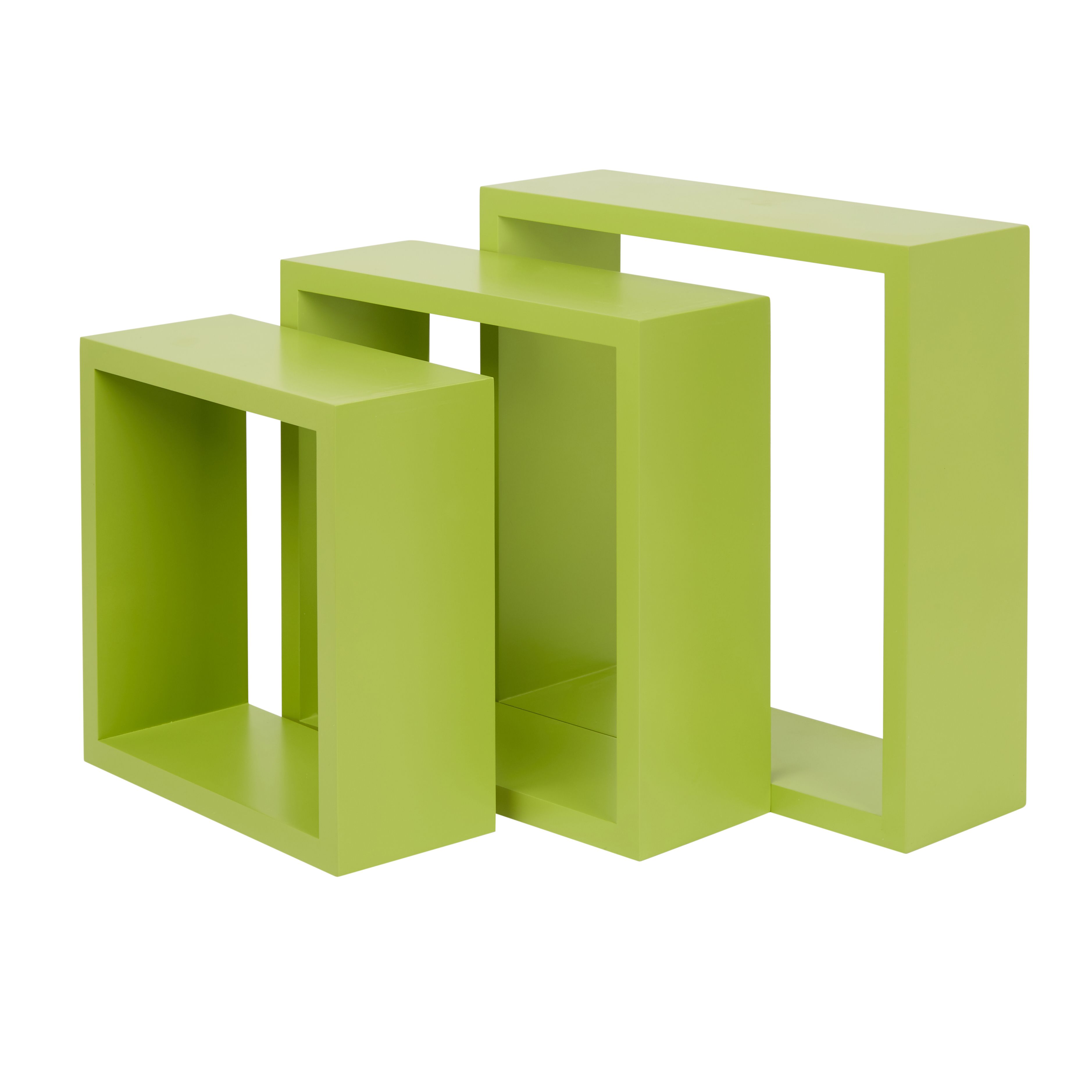 Form Rigga Green Cube Shelf (D)98mm, Set of 3 Departments DIY at B&Q