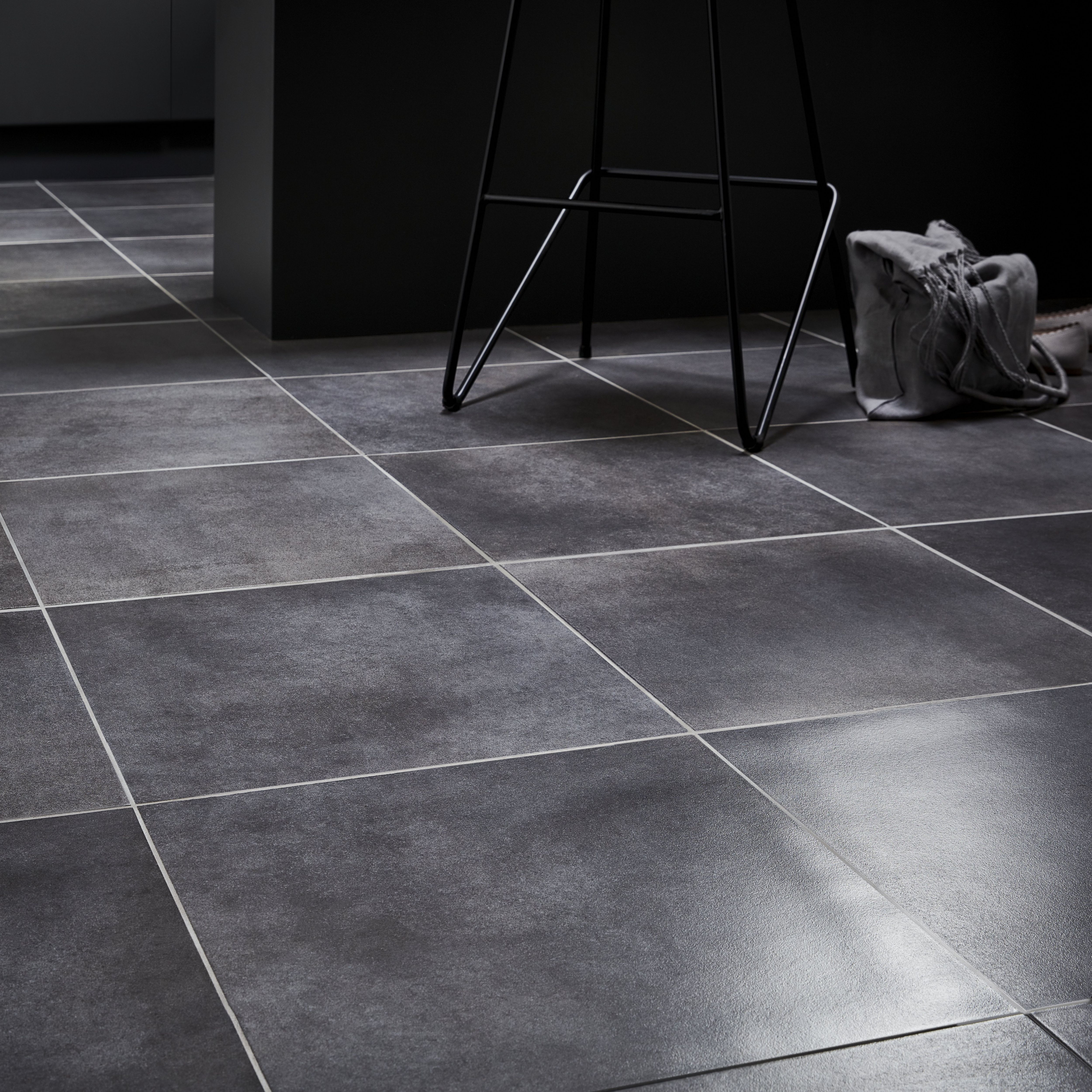 Konkrete Anthracite Matt Concrete effect Porcelain Floor tile, Pack of