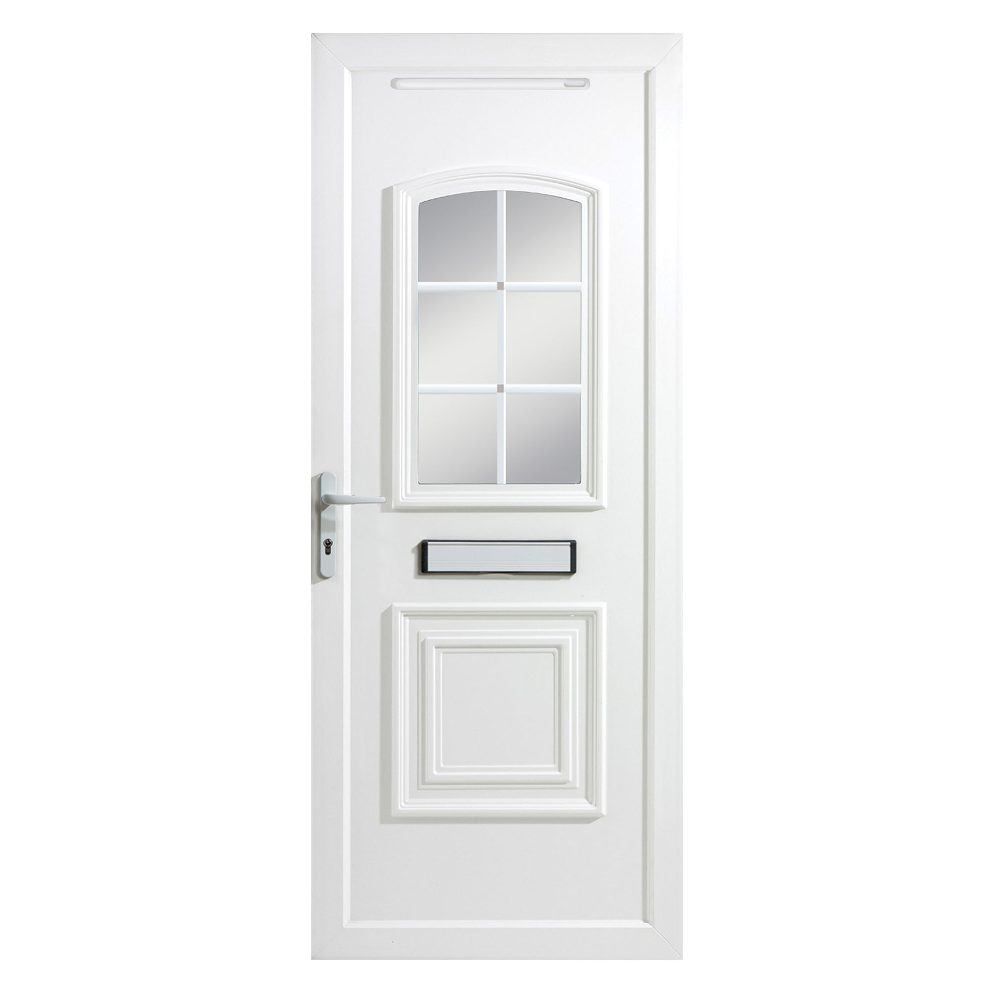 Georgian 2 Panel Glazed White UPVC RH External Front Door Set, (H ...