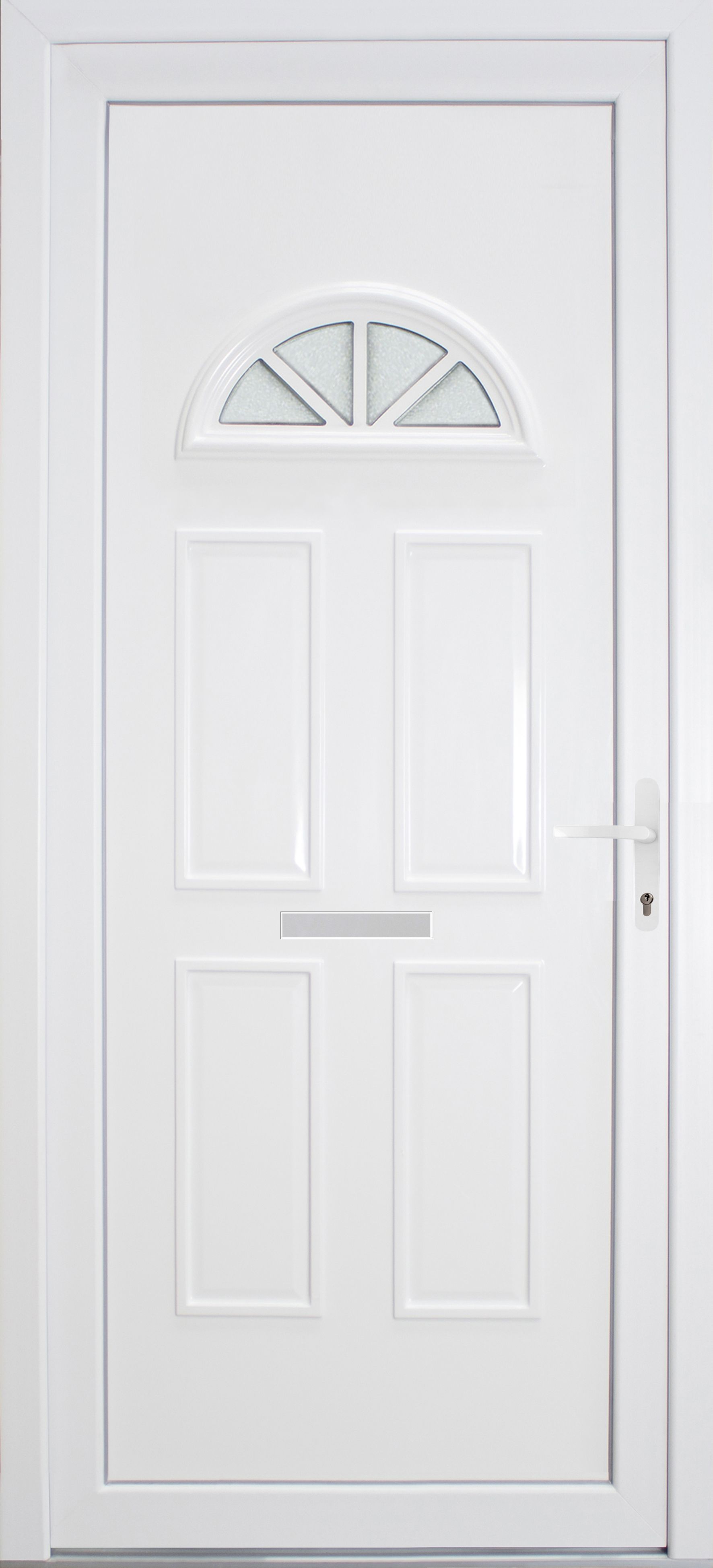 B&Q Carolina Frosted Glazed White UPVC LH External Front Door Set, (H ...