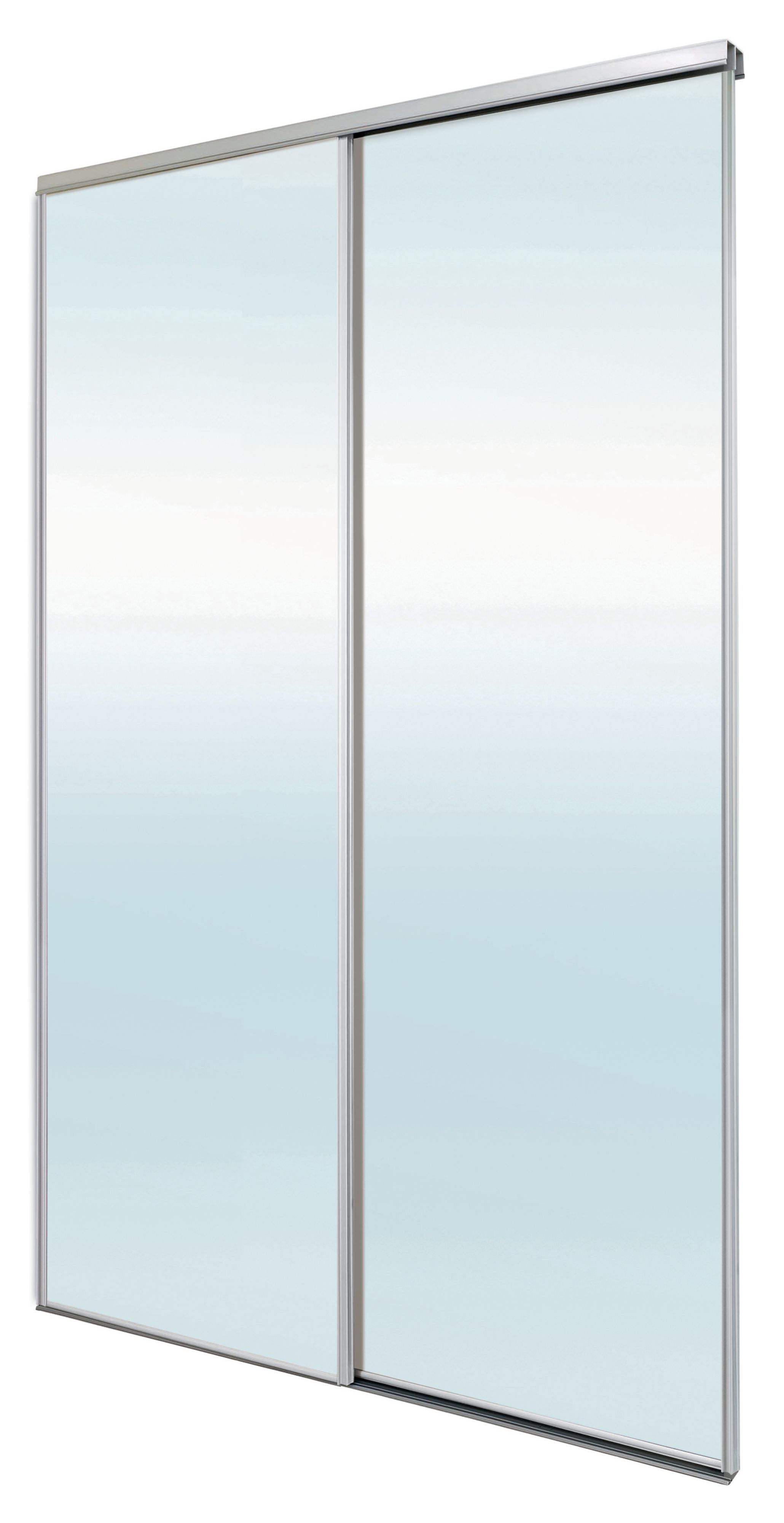 Blizz Mirrored Sliding Wardrobe Door Kit H 2260 Mm W 1500mm Pack Of 2 Departments Diy At B Q