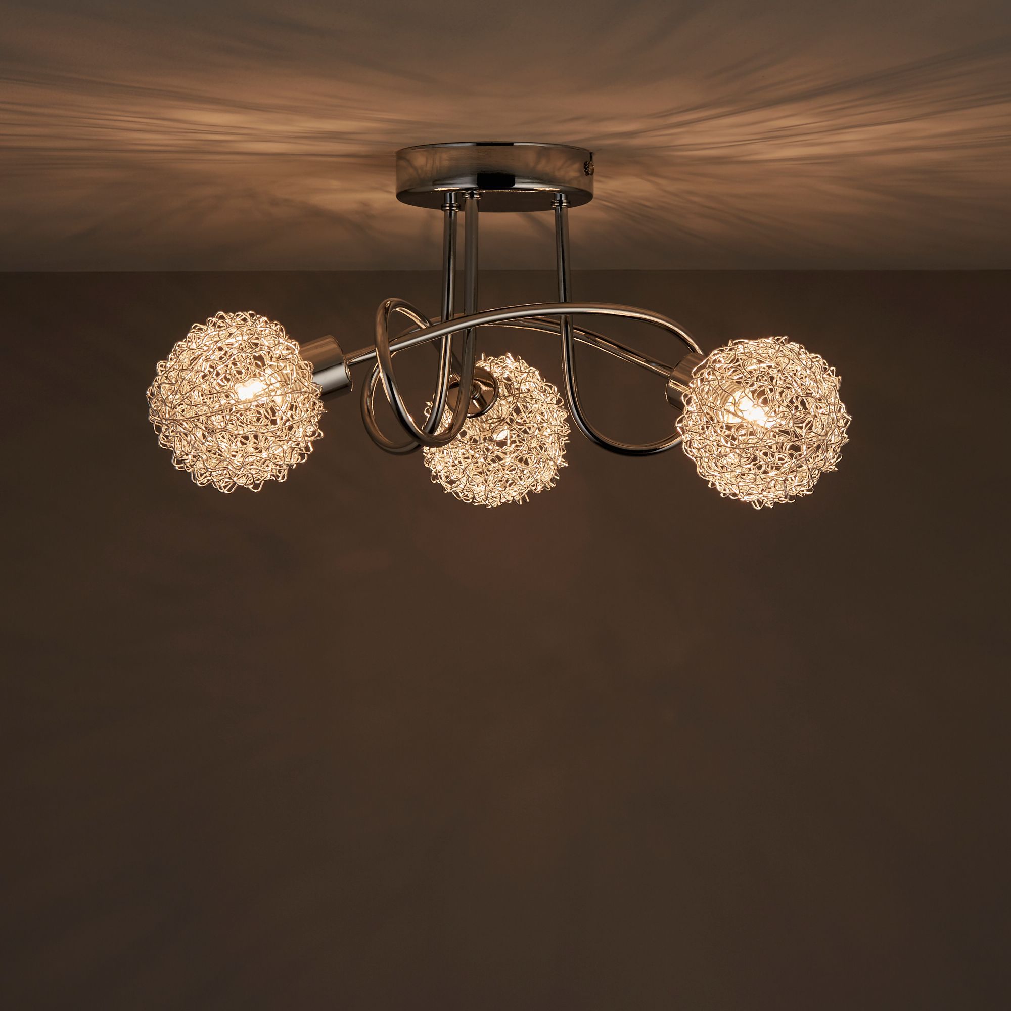 Caelus Brushed Chrome Effect 3 Lamp Ceiling Light Departments