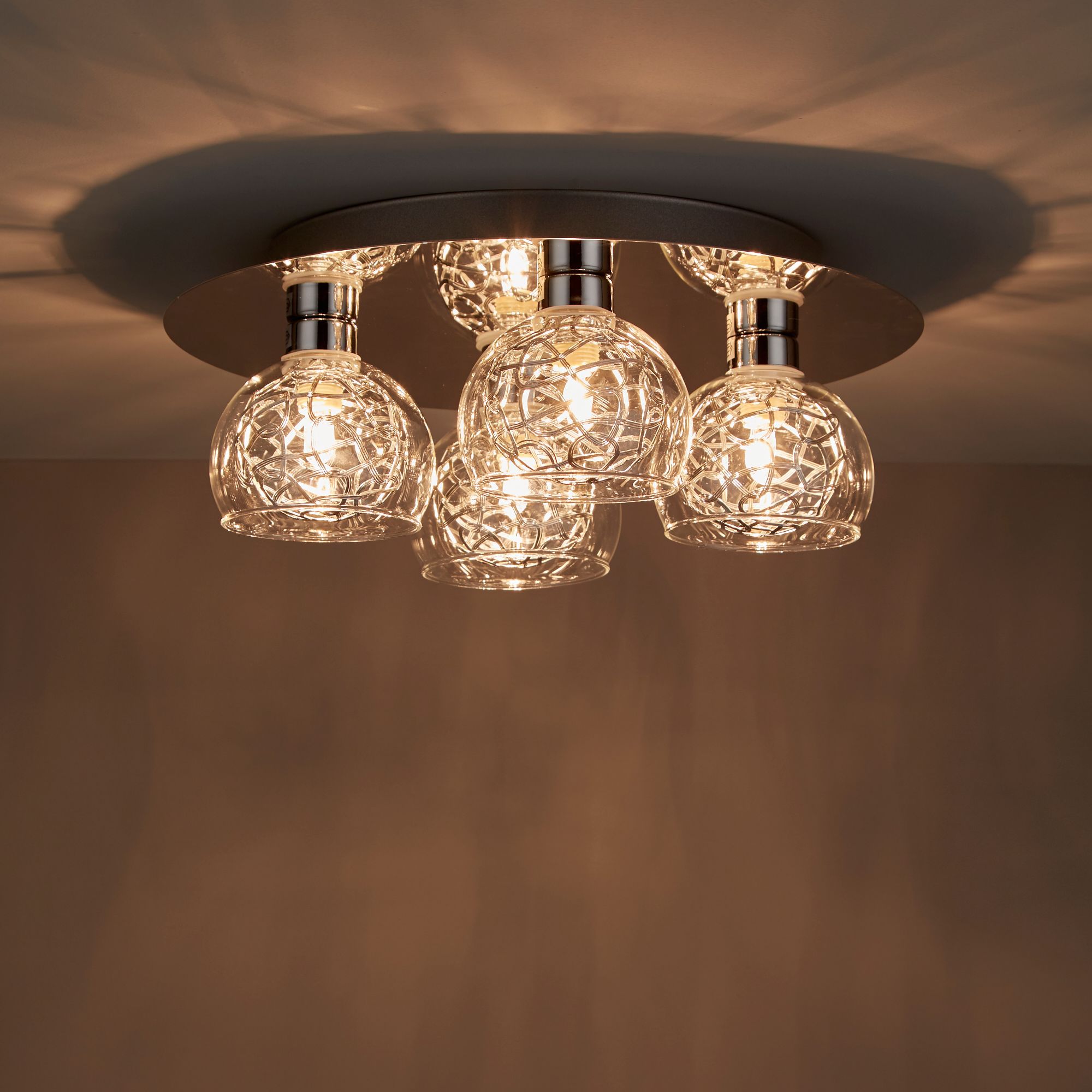 Carmenta Brushed Chrome Effect 4 Lamp Ceiling Light Departments Diy At B Q