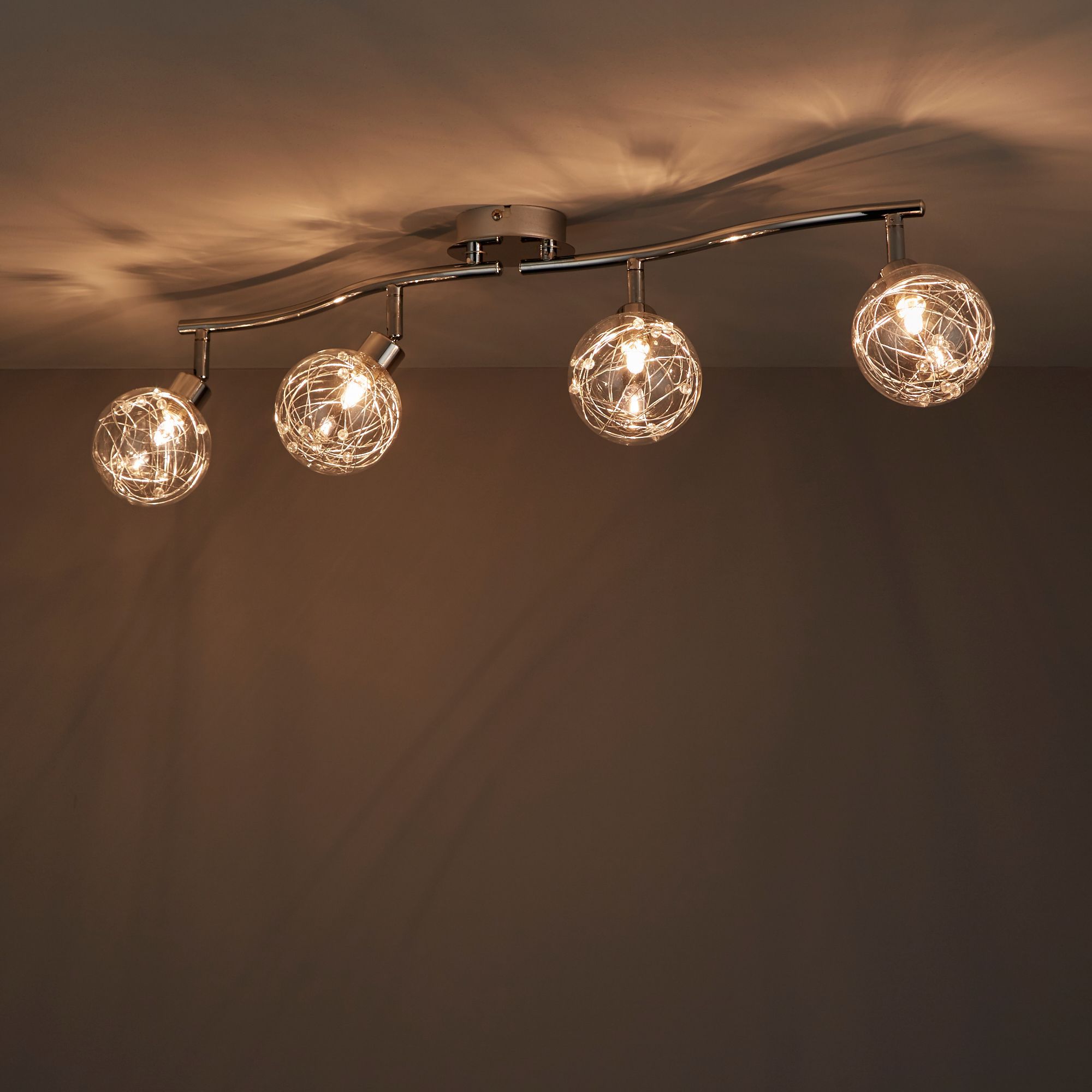 Paralia Chrome Effect Mains Powered 4 Lamp Spotlight Departments