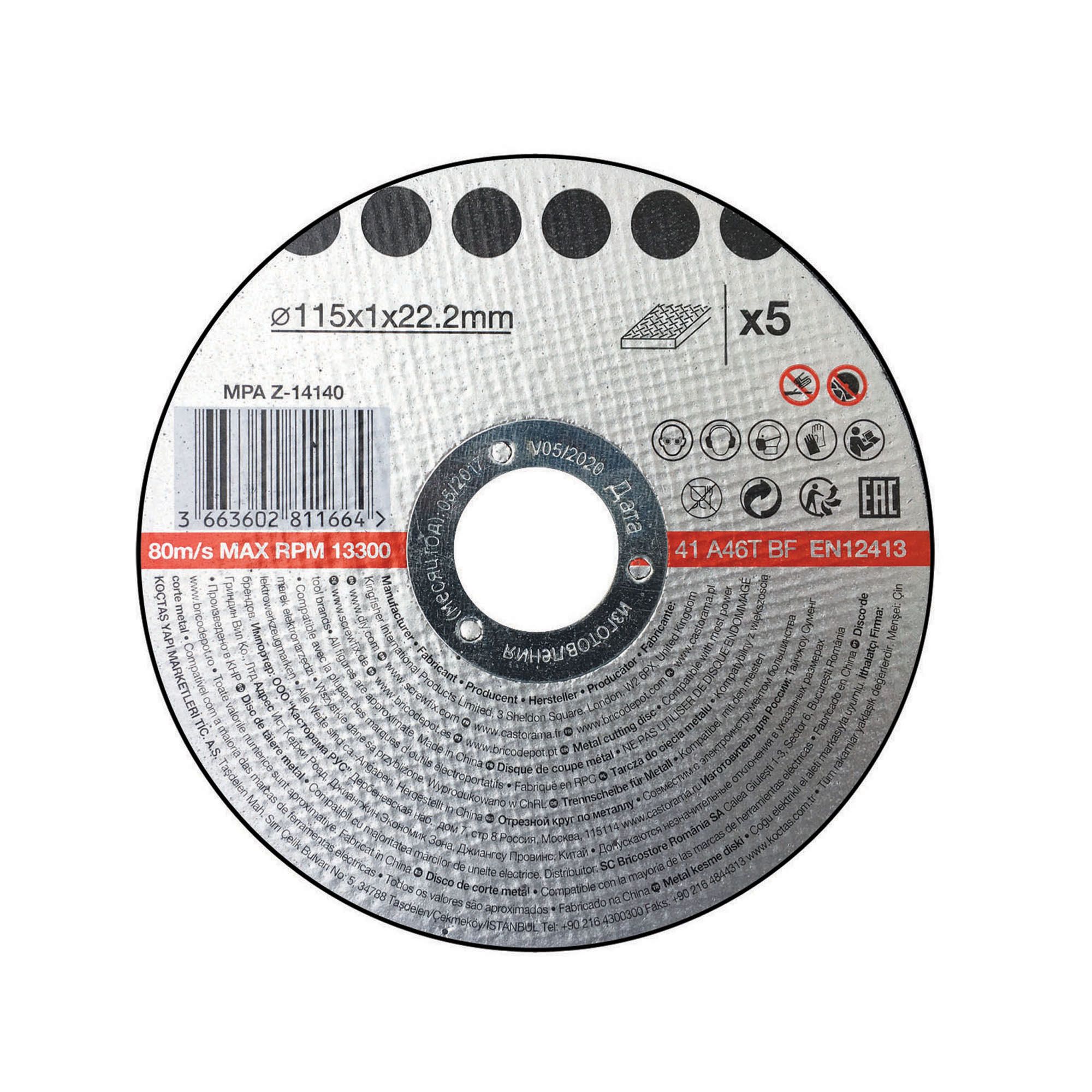 Metal Cutting disc (Dia)115mm, Pack of 5 Departments DIY at B&Q