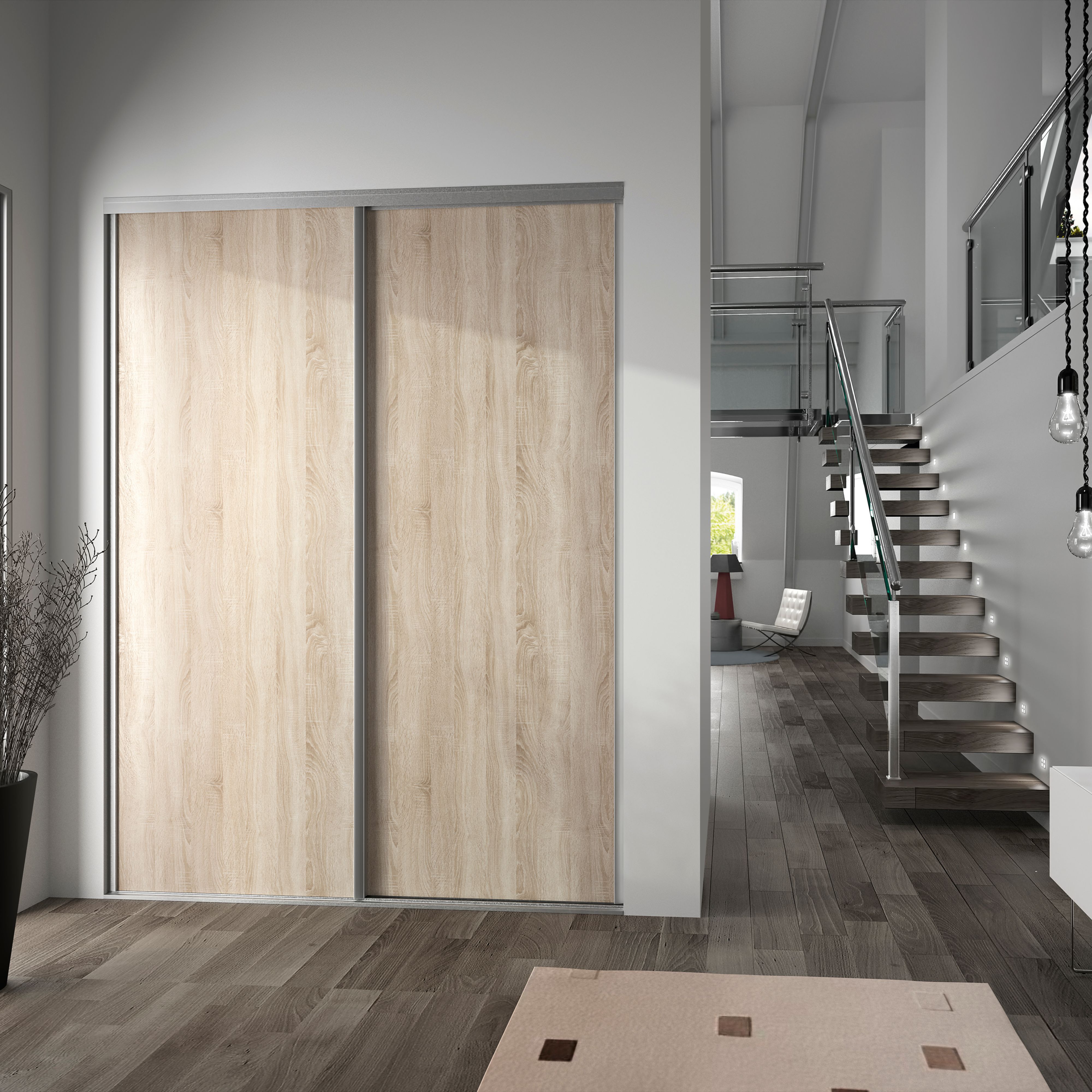 Valla Oak effect Sliding wardrobe door (H)2260 mm (W)772mm ...