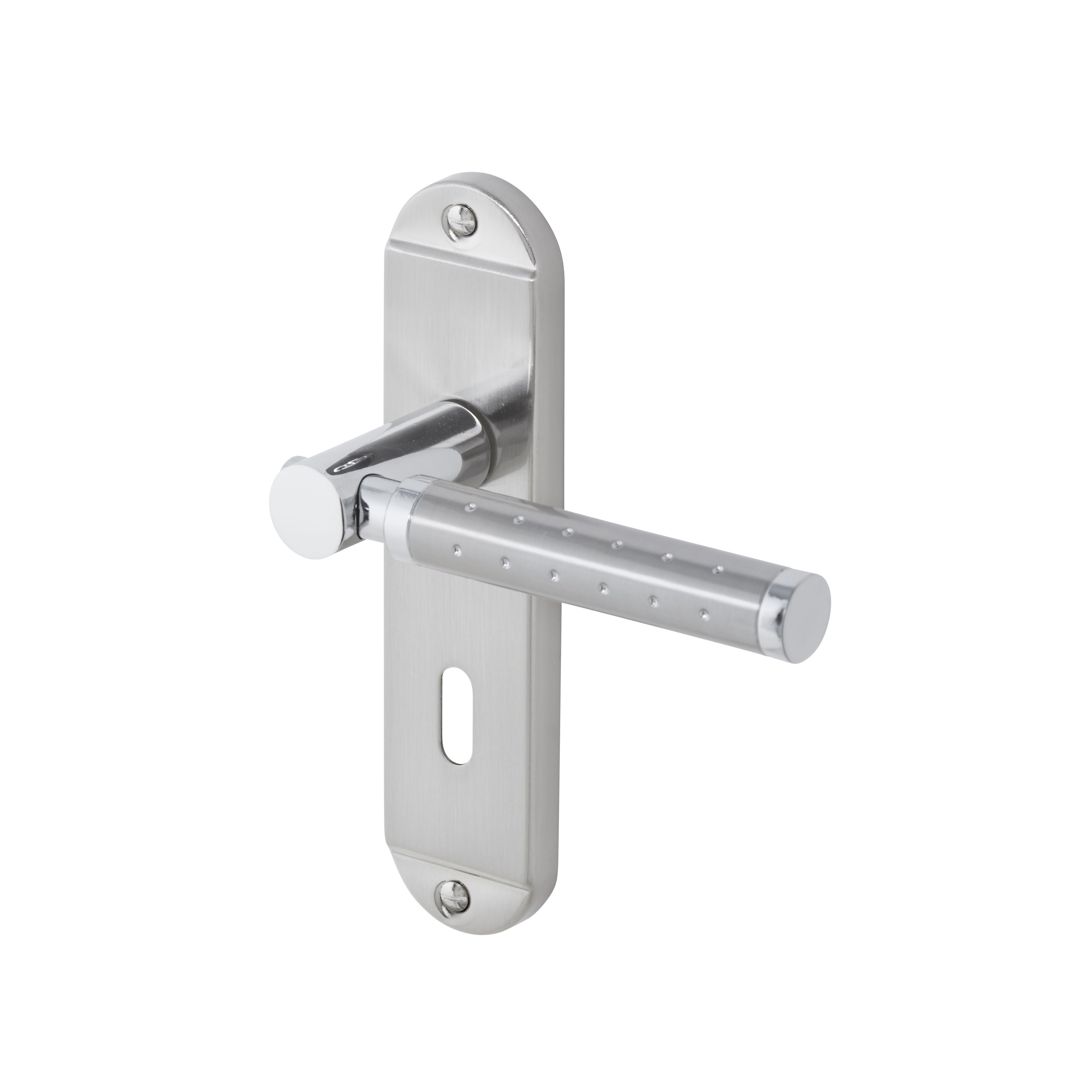 Brigg Satin Nickel Effect Internal Straight Lock Door Handle Pair Departments Diy At Bandq 0197