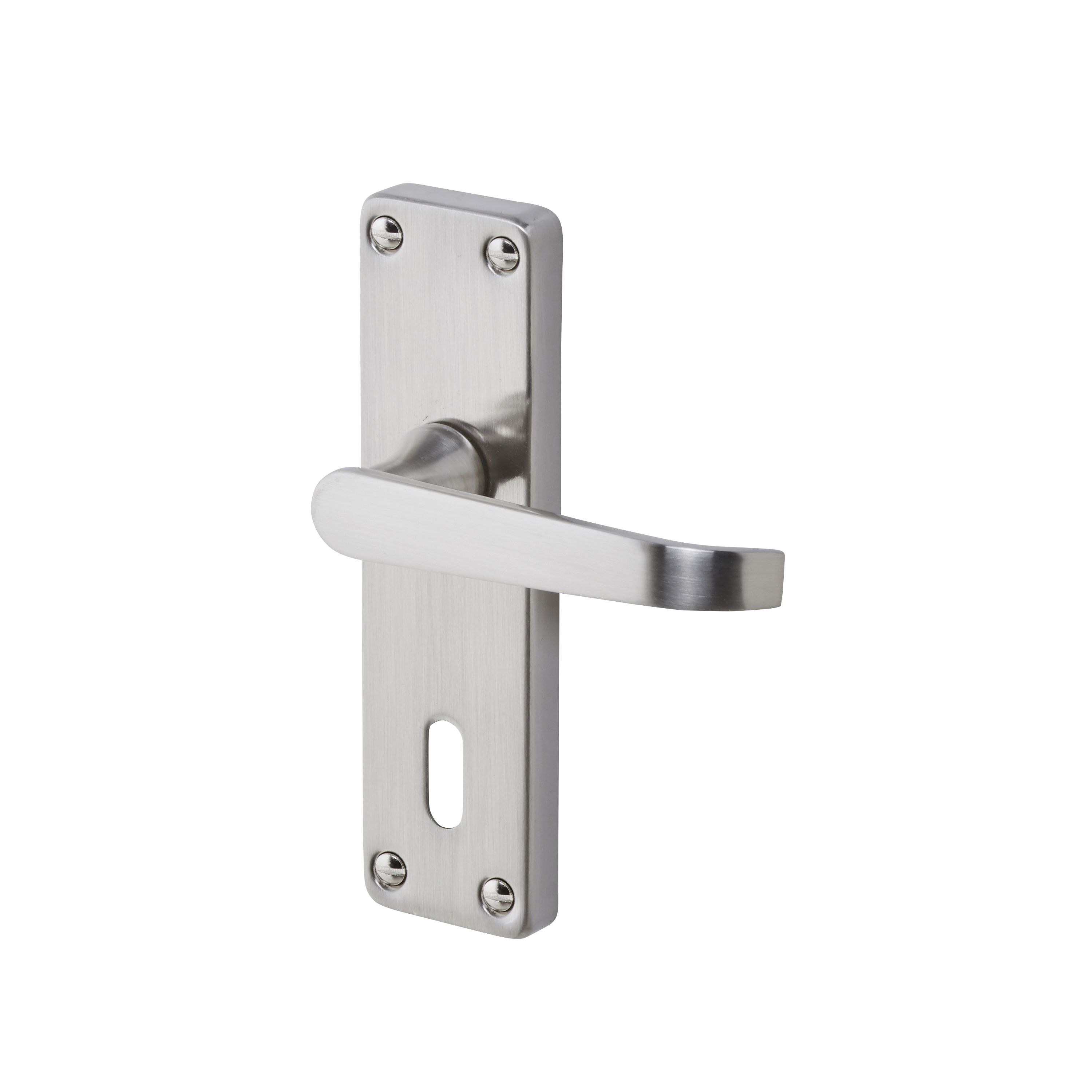 Arsk Satin Nickel effect Internal Straight Lock Door handle, Pair