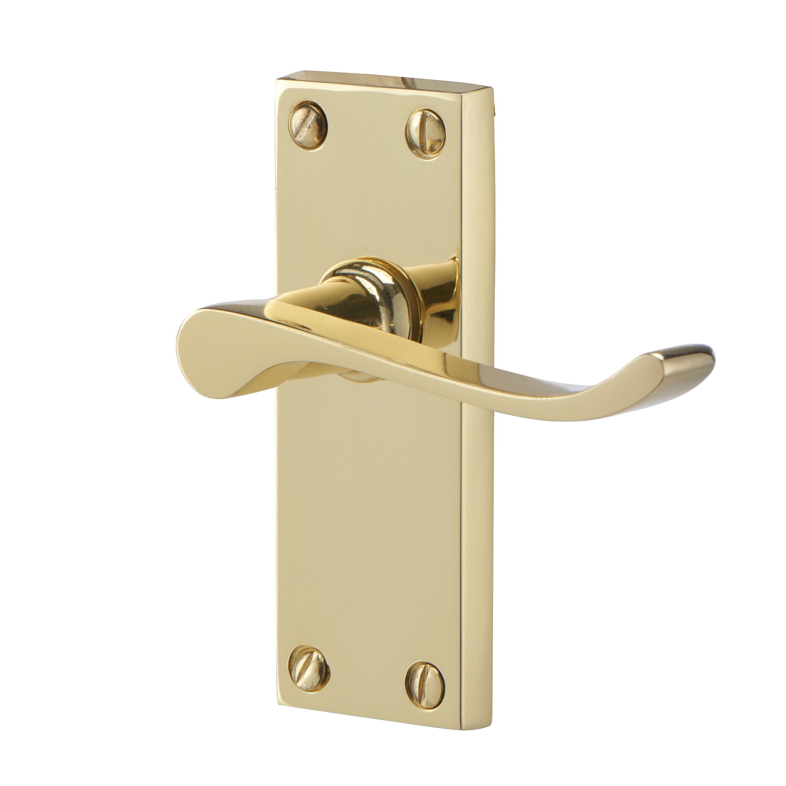 Toen Polished Brass effect Internal Scroll Latch Door handle, Pair