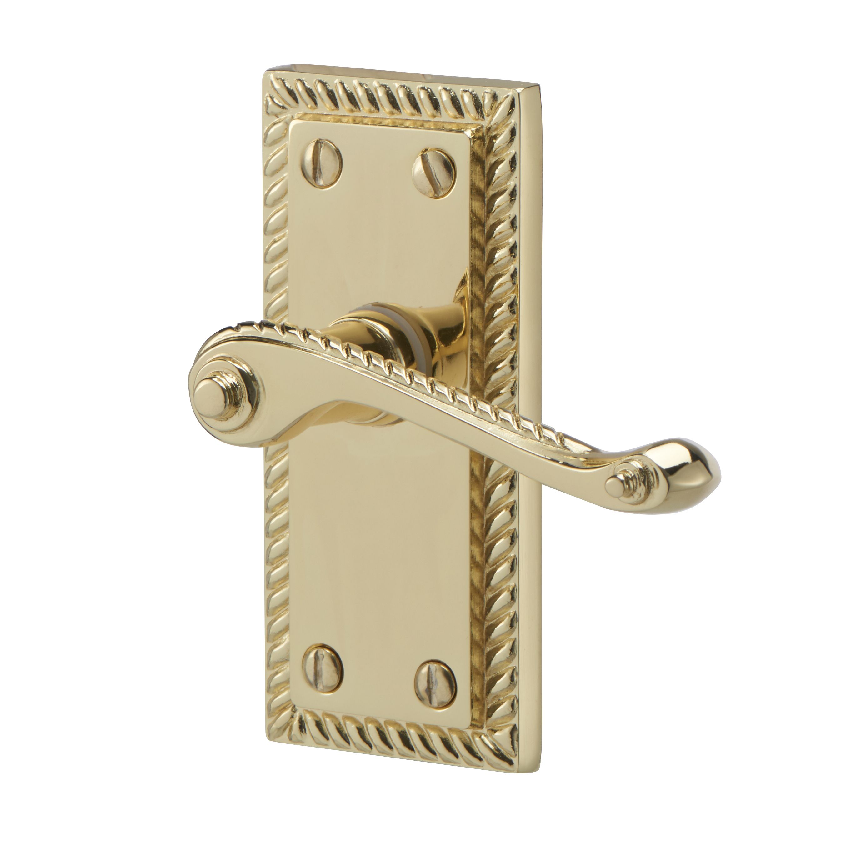 Colours Louga Polished Brass effect Zamac Scroll Latch Door handle (L