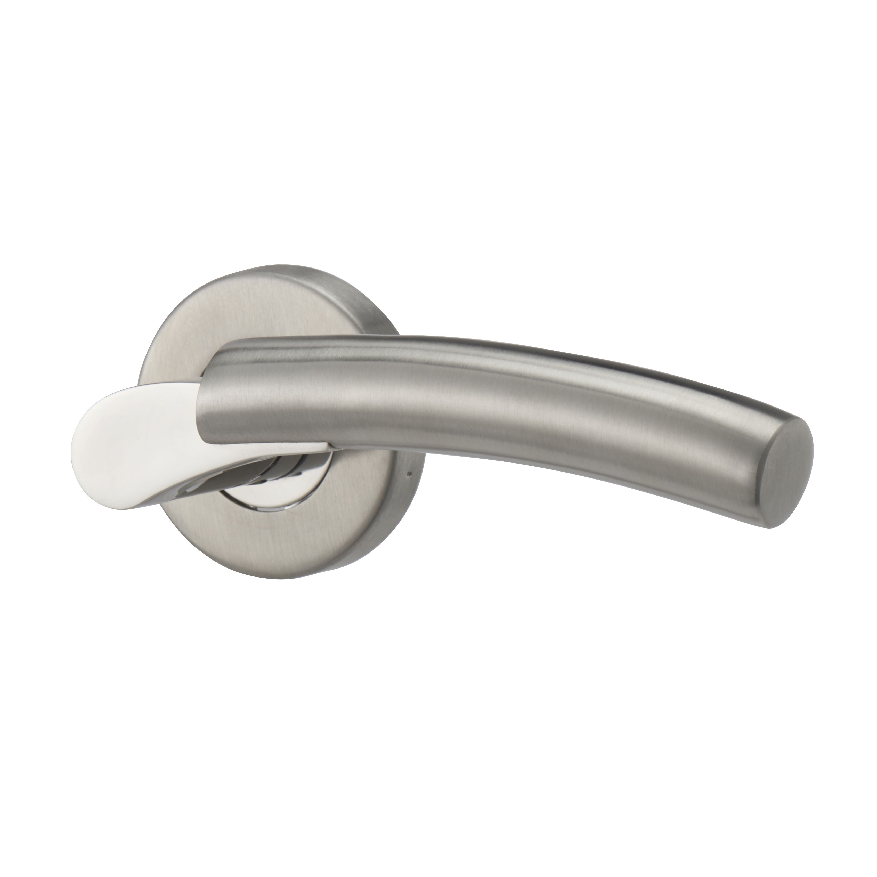 Lannion Brushed Nickel Effect Internal Curved Latch Rose Handle