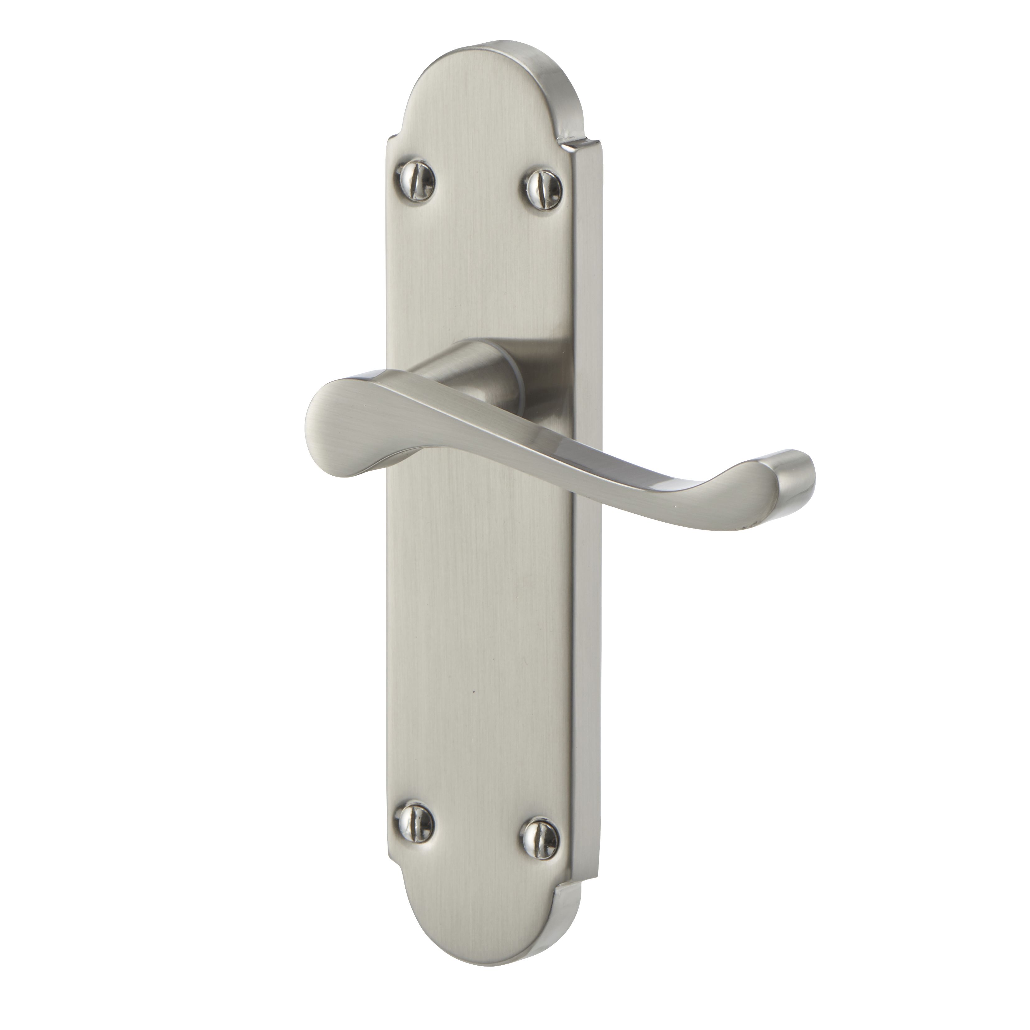 Beja Satin Nickel Effect Internal Scroll Latch Door Handle Pair