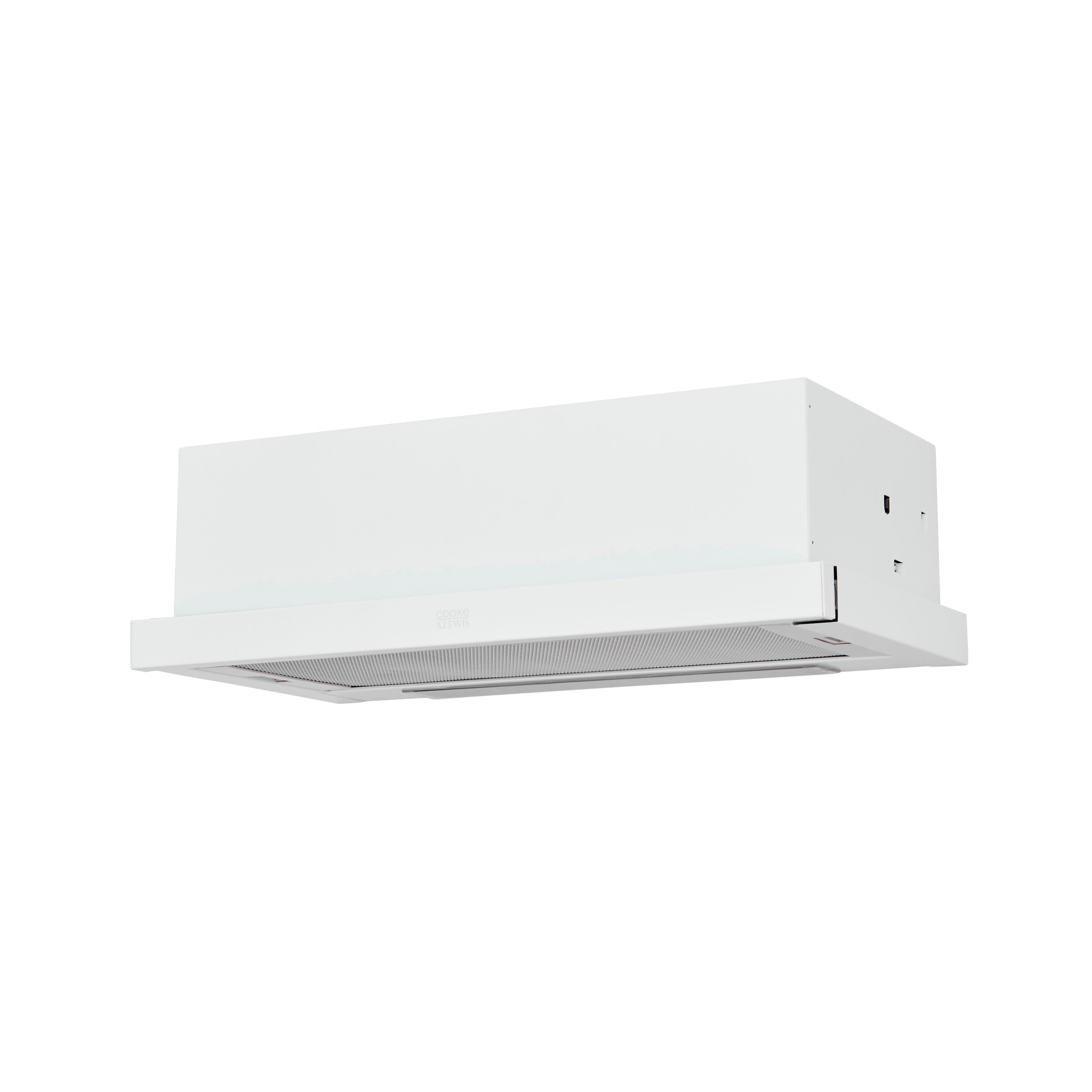 Cooke & Lewis CLTHW60 White Steel Telescopic Cooker Hood, (W) 600mm