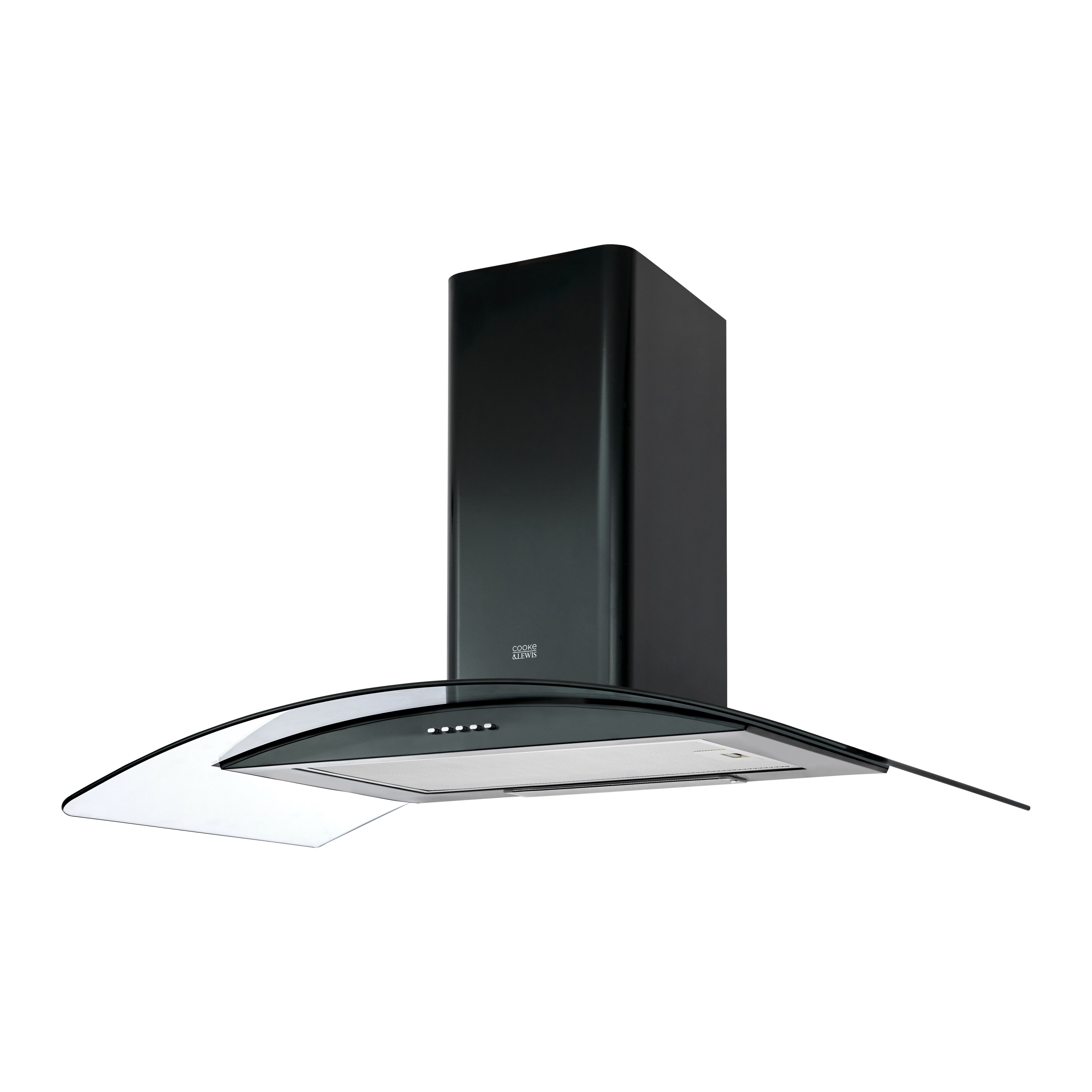 Cooke & Lewis CLCGB90 Black Steel Curved Cooker hood, (W)90cm