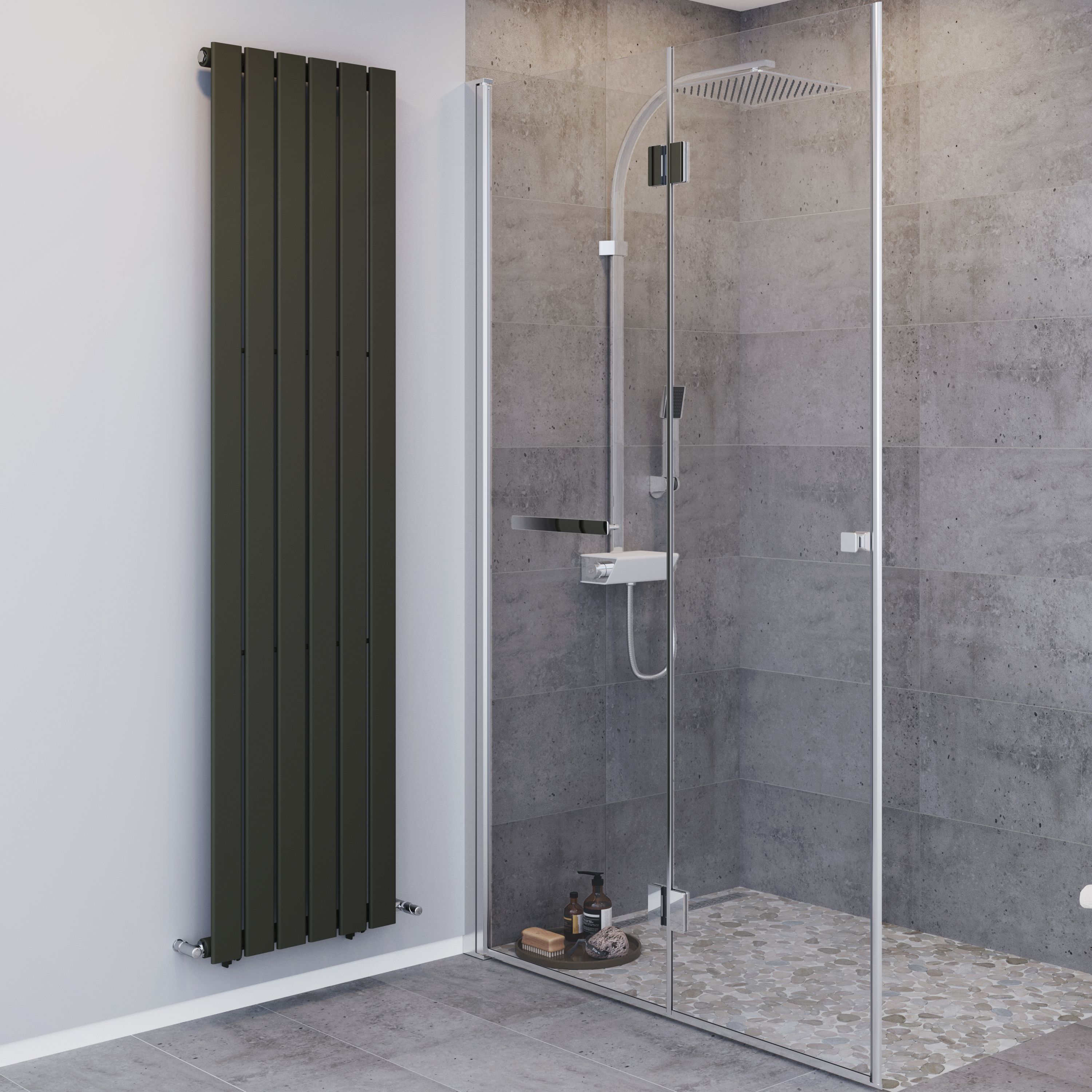 Blyss Faringdon Vertical Designer radiator Anthracite (H)1800 mm (W)452