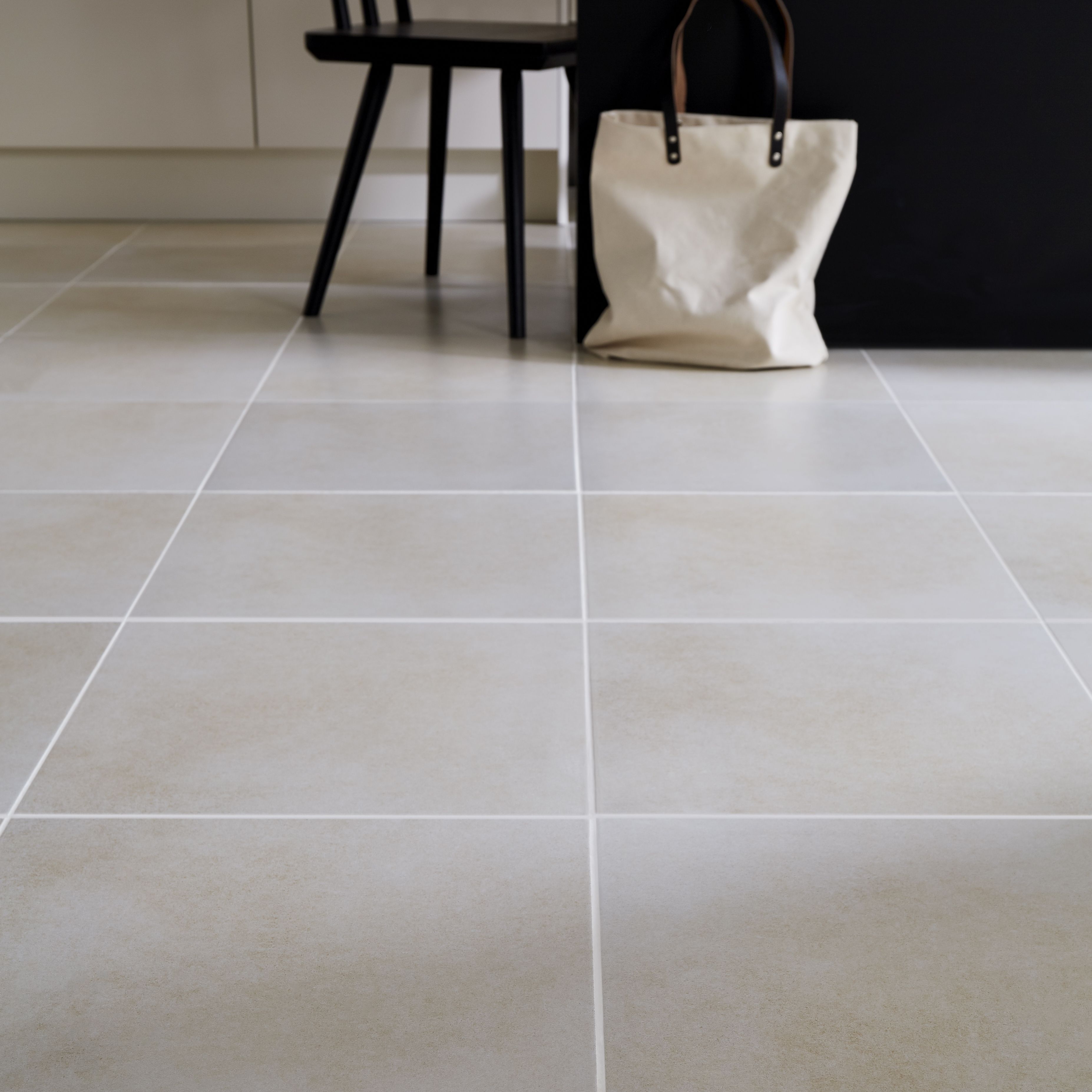 Konkrete Ivory Matt Concrete effect Porcelain Floor tile, Pack of 4, (L