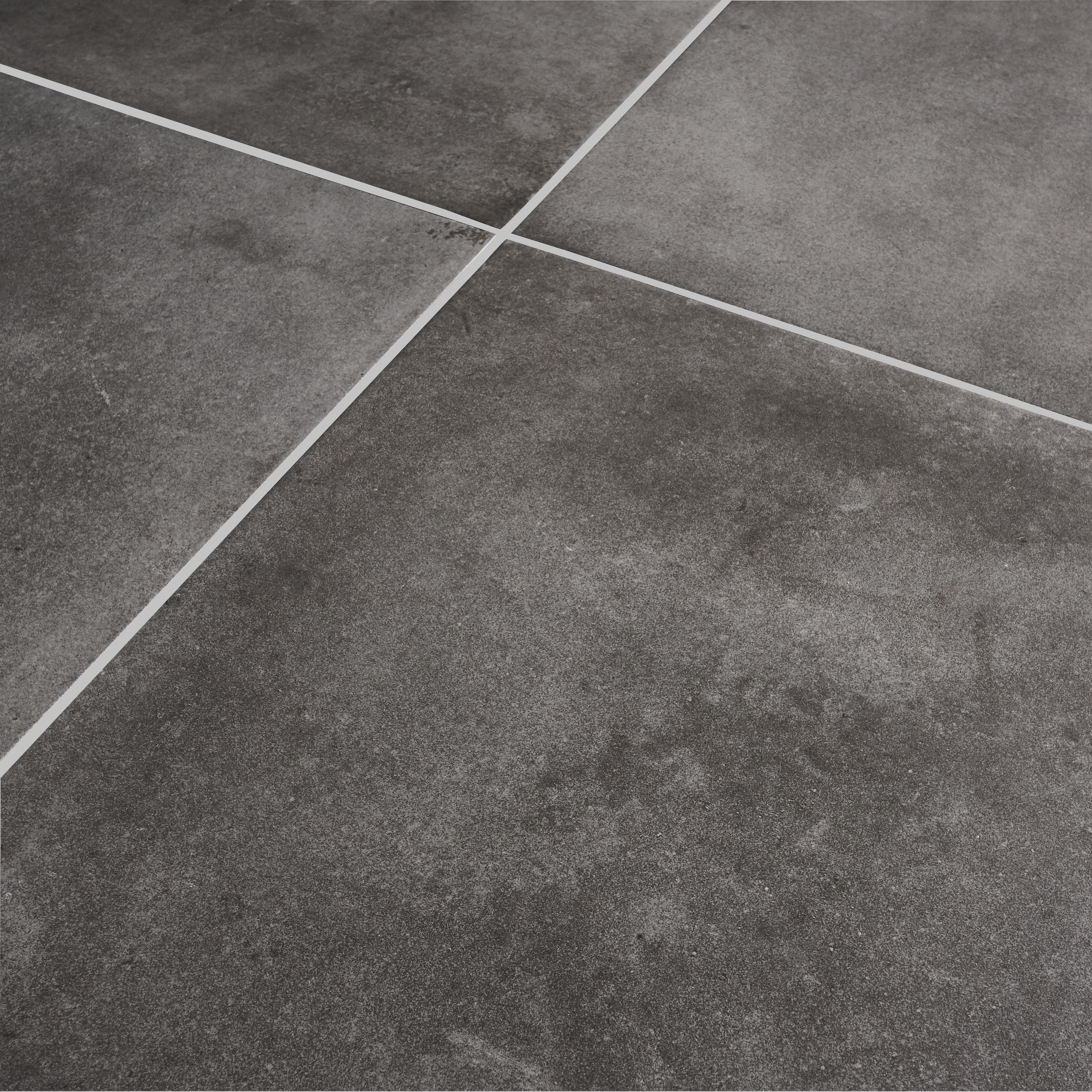Konkrete Anthracite Matt Concrete effect Porcelain Floor tile, Pack of 4, (L)616mm (W)616mm