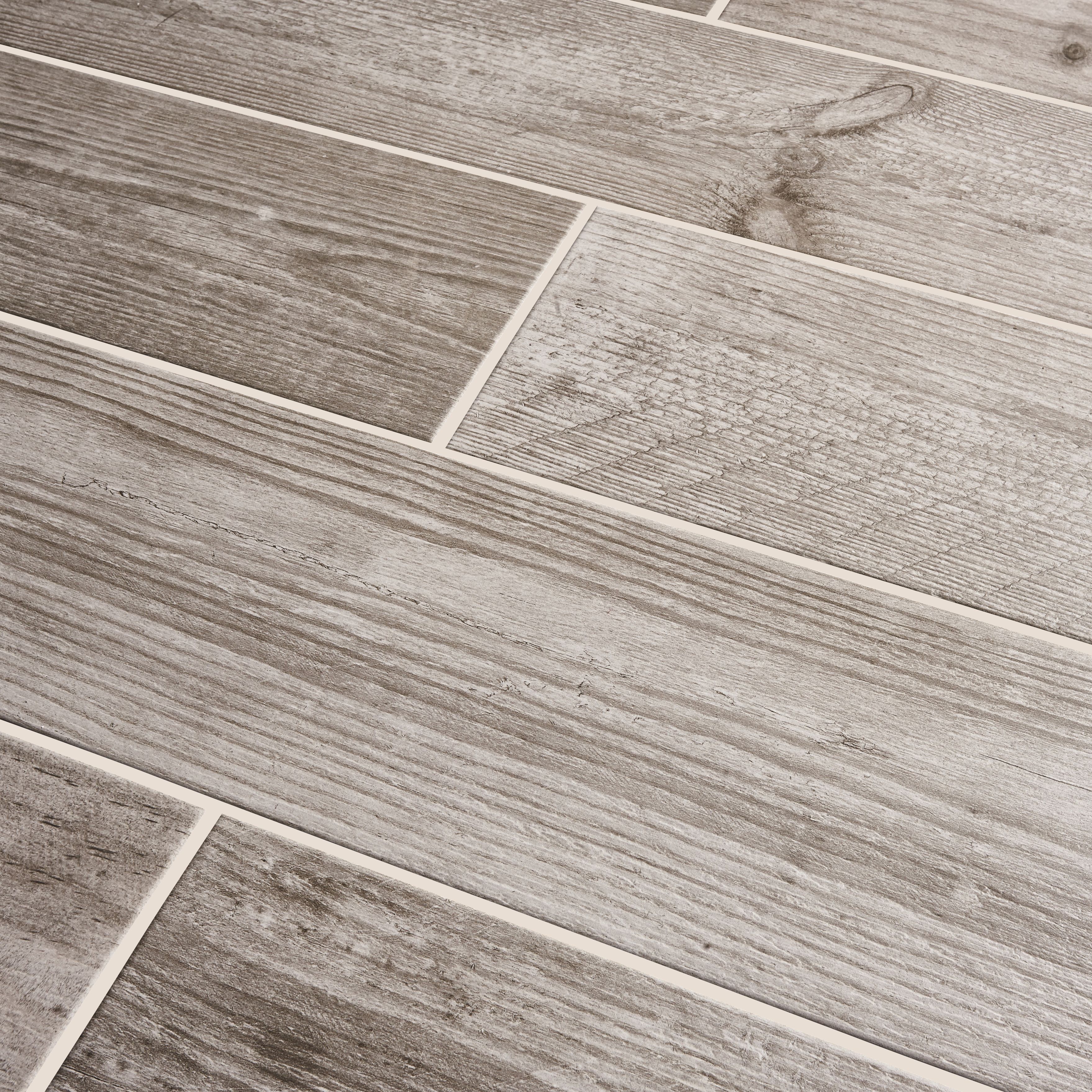 Cotage Wood Grey Matt Wood Effect Porcelain Floor Tile Pack Of 4 L
