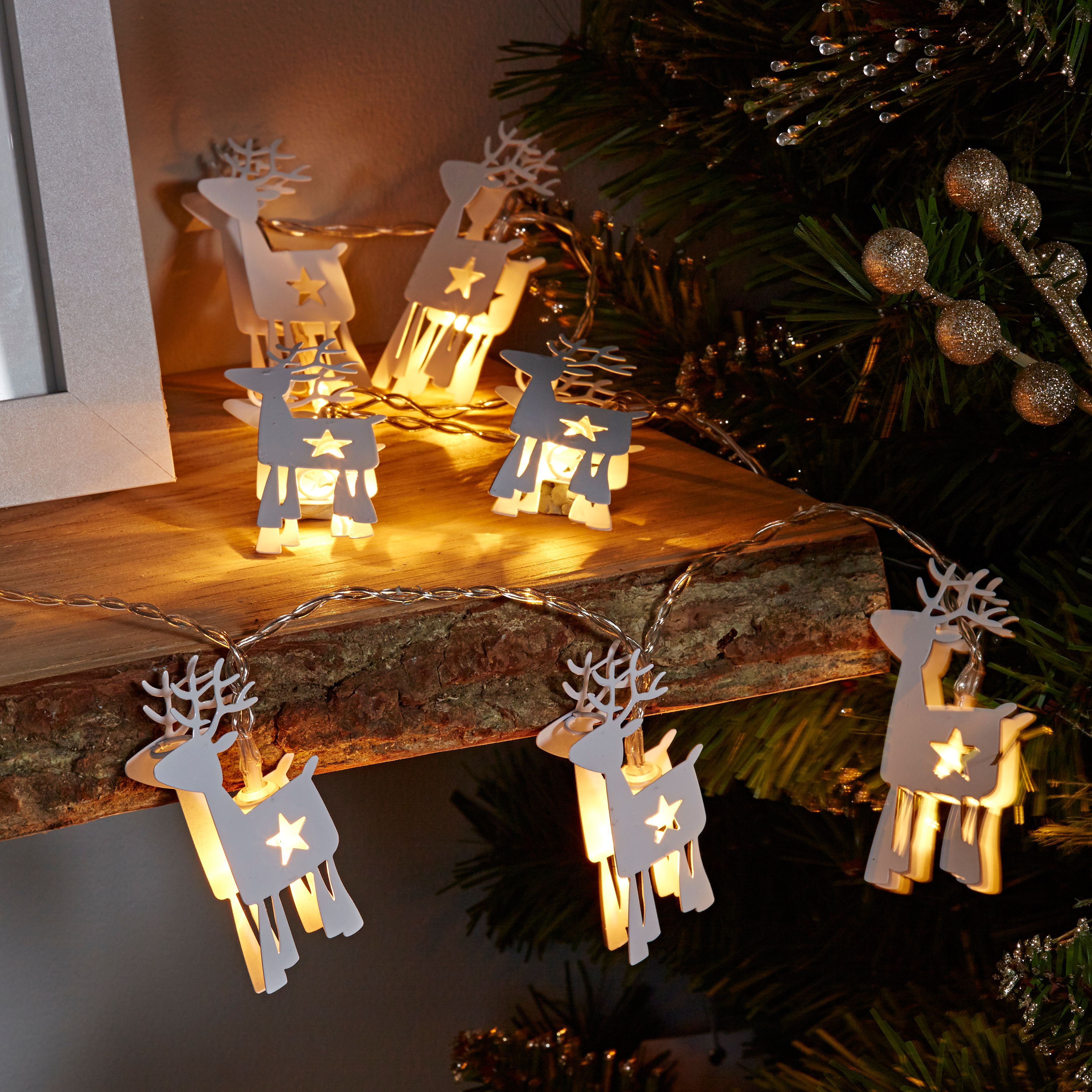 Battery Operated 10 Warm White LED Reindeer String Lights | Departments ...