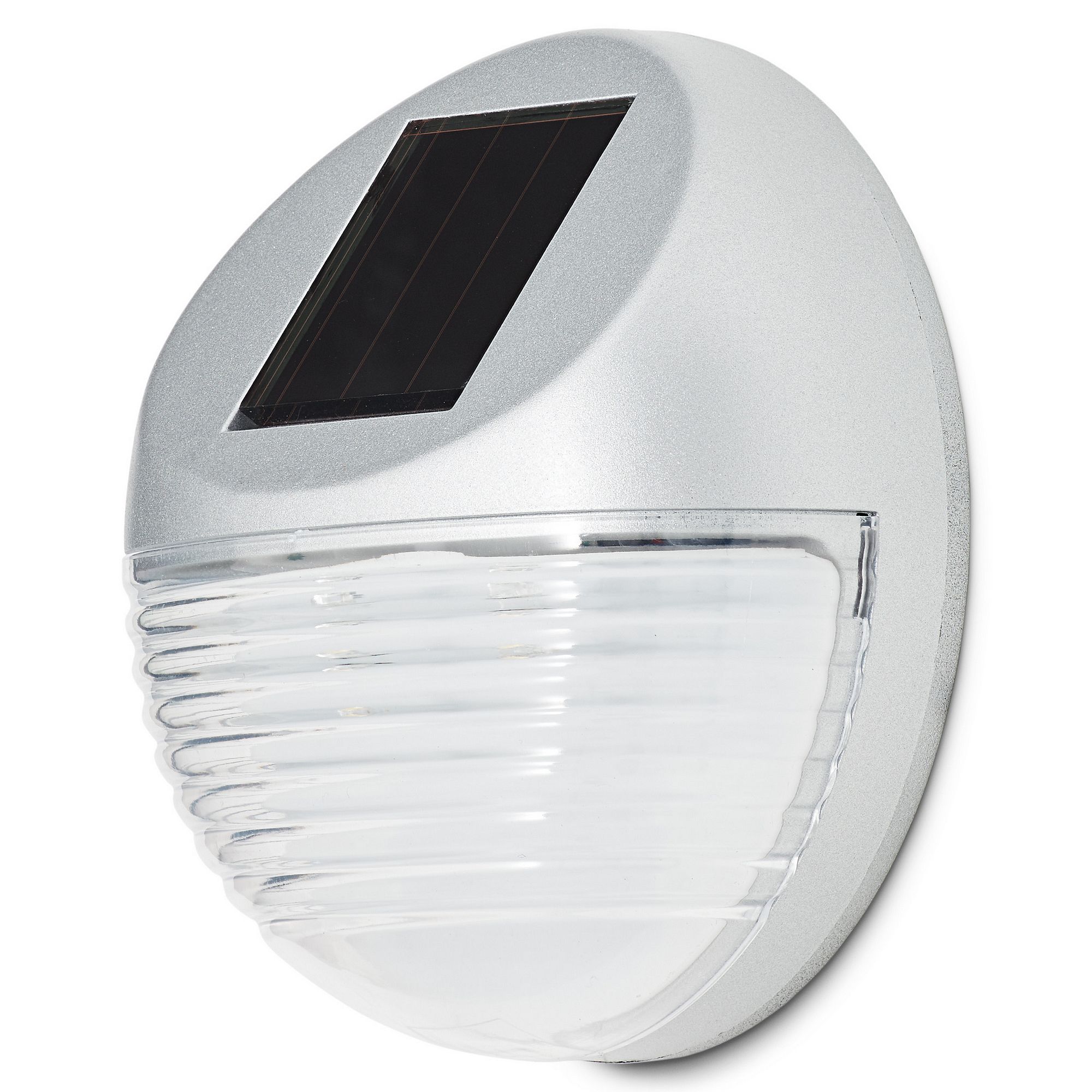 Gloss Silver effect Solar-powered LED Bulkhead Wall light | Departments