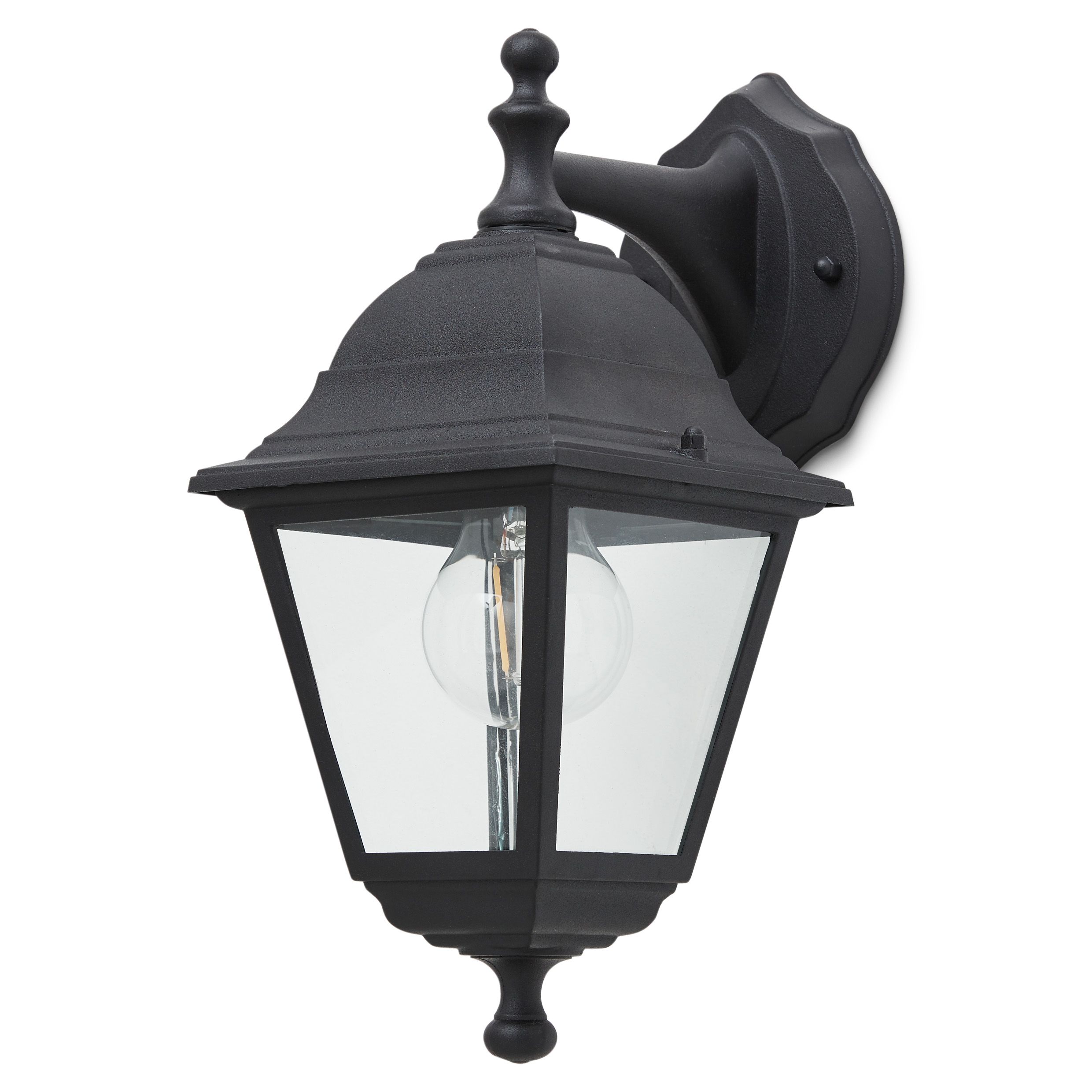 Blooma Varennes Matt Black Mains-powered Halogen Outdoor Lantern Wall ...