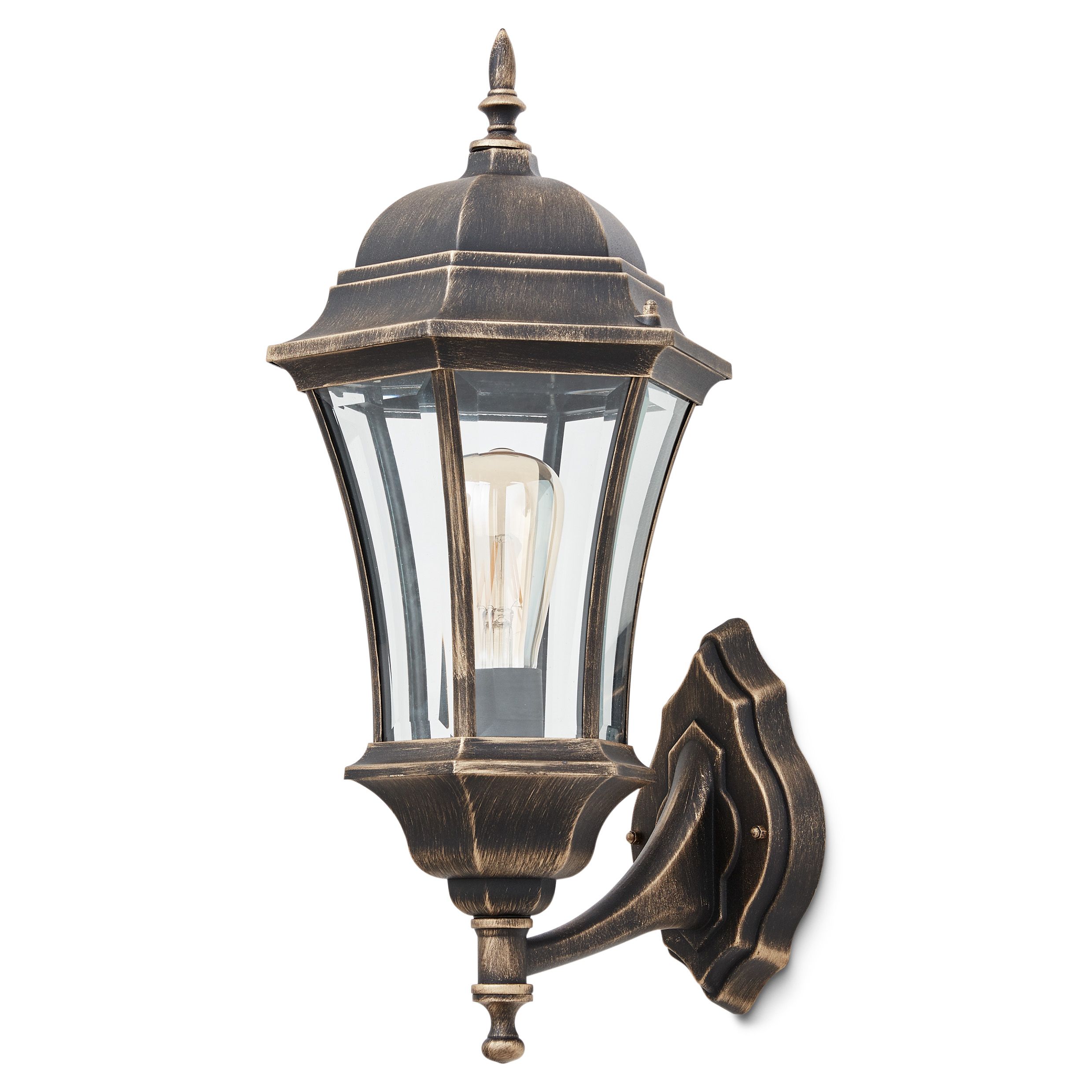 Blooma Richelieu Matt Gold effect Mains-powered Halogen Outdoor Lantern ...