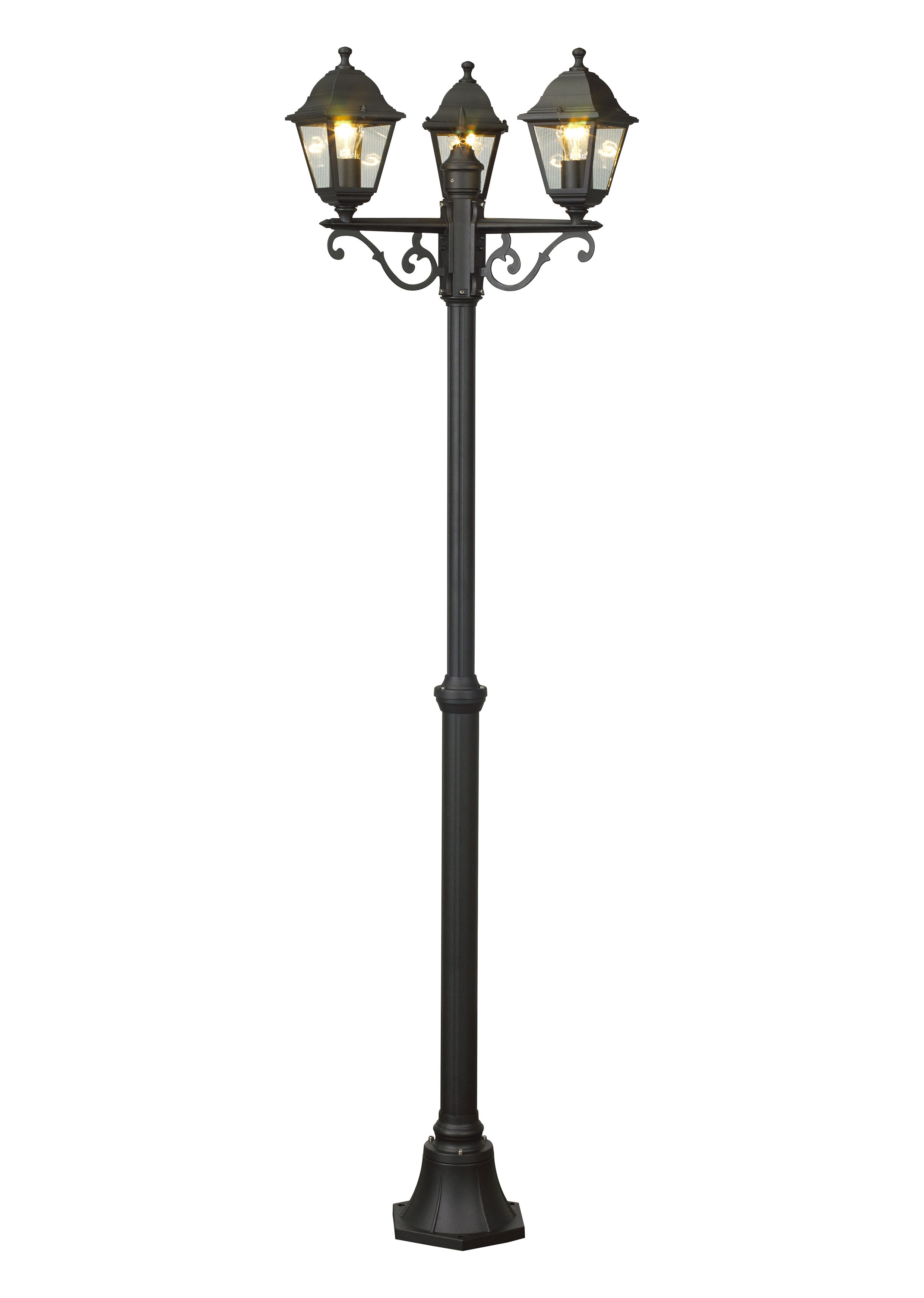 Blooma Varennes Matt Black Mains Powered 4 Faces Lamp Post