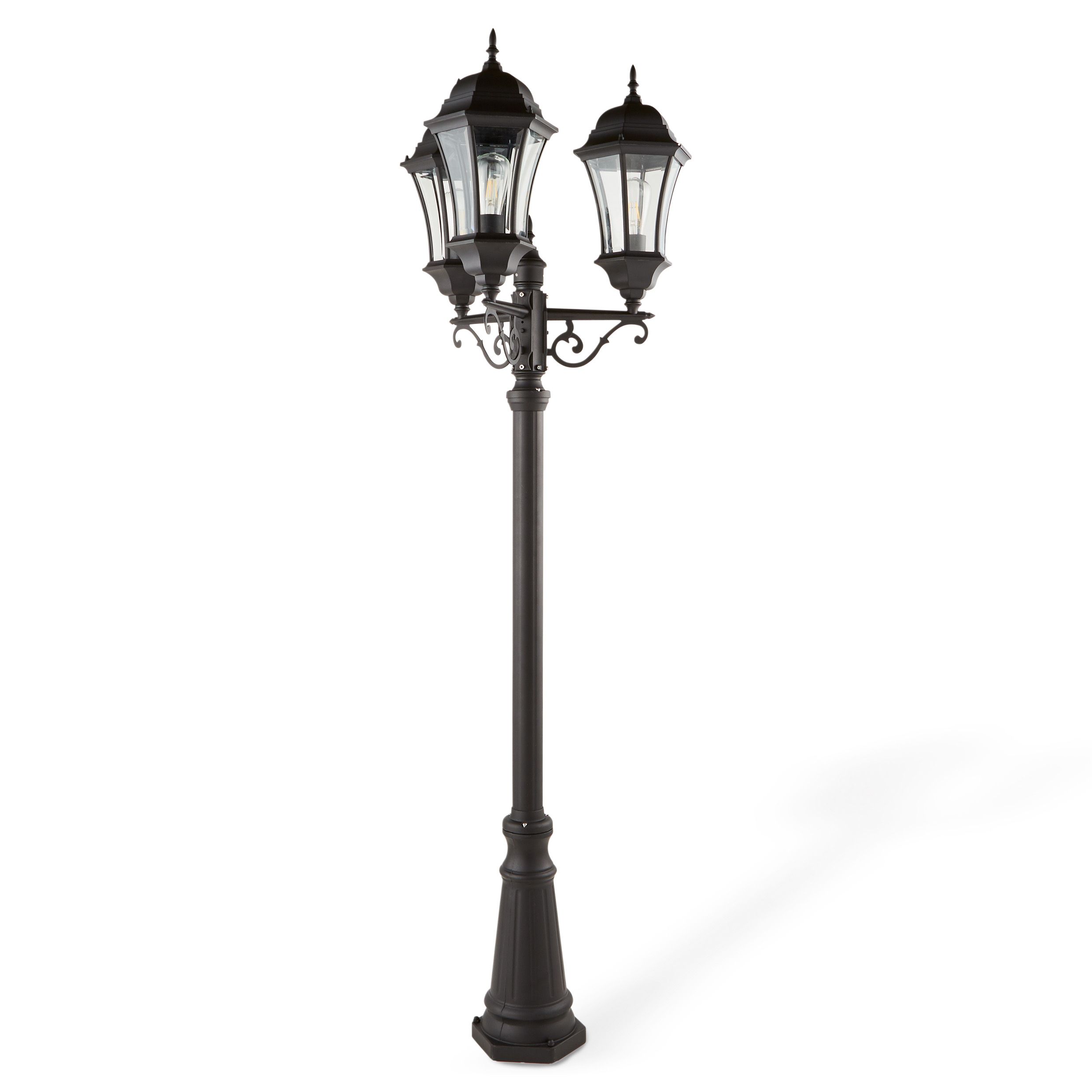 Blooma Richelieu Matt Black Mains Powered 6 Faces Lamp Post