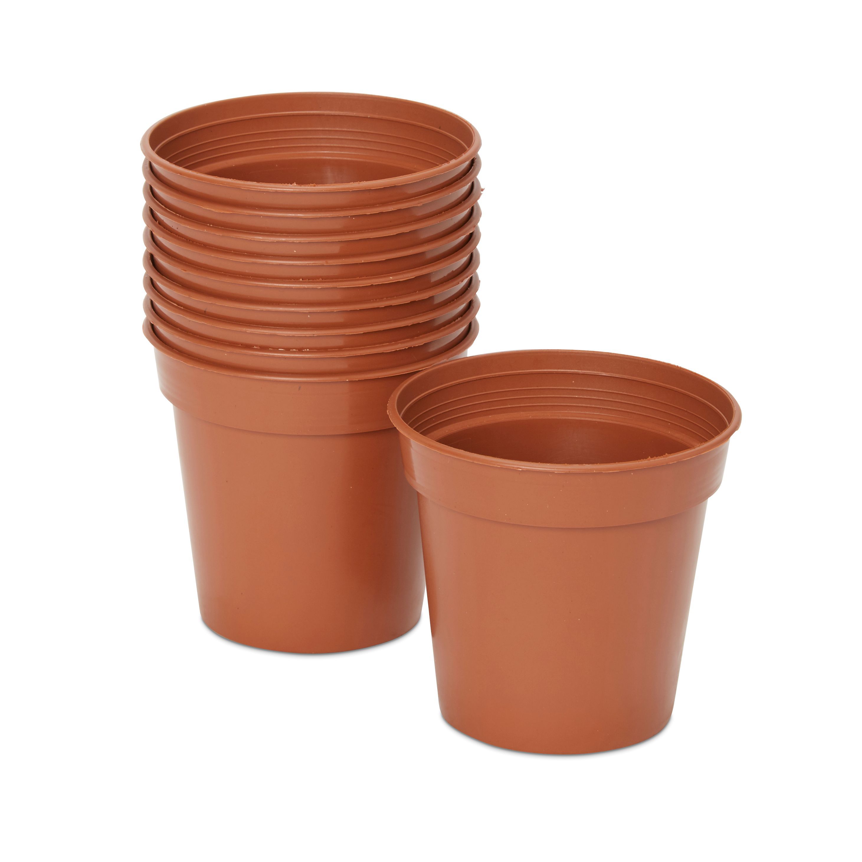 Lei Glazed Brown Plastic  Grow  pot  Dia 7 6cm Pack of 10 