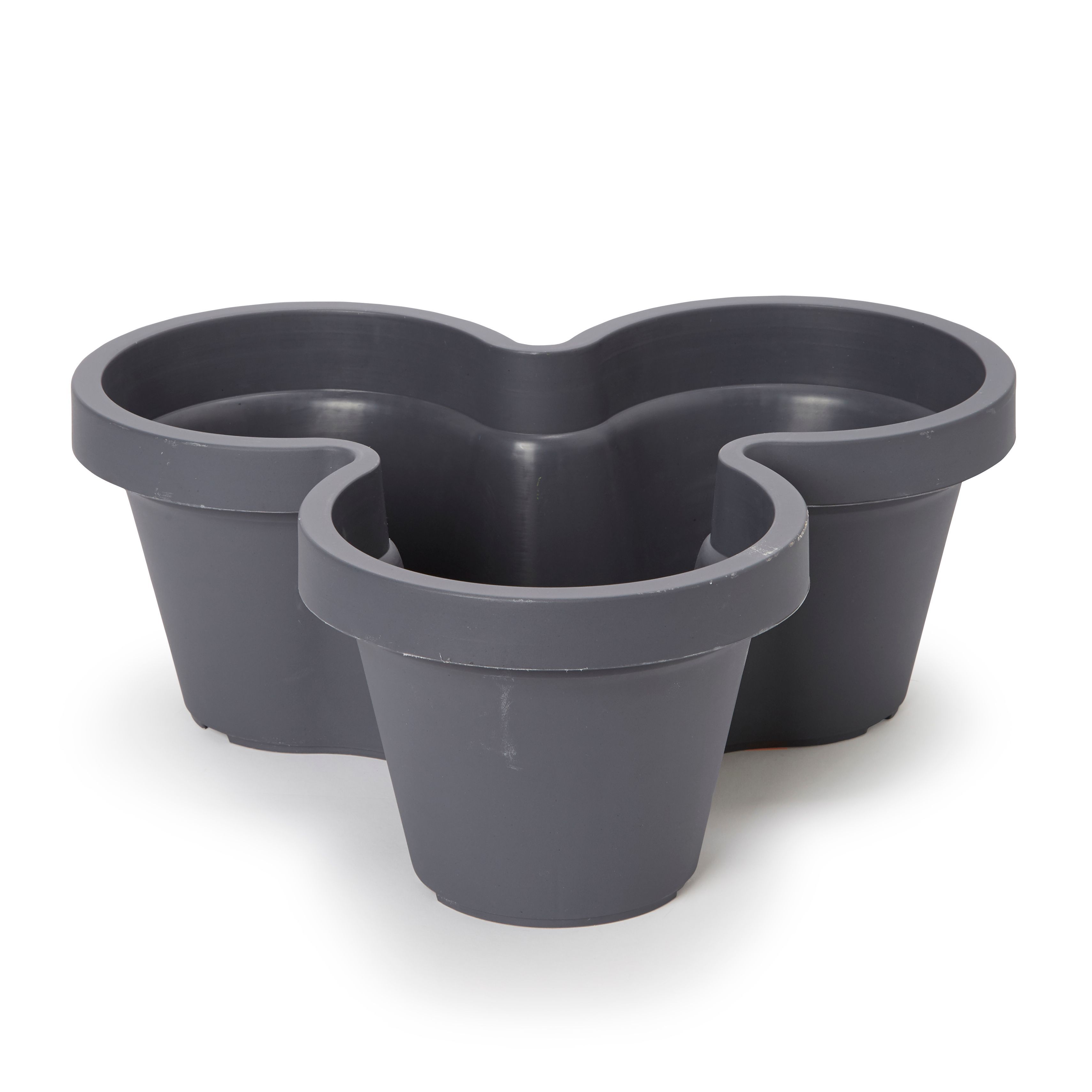 Nurgul Dark grey Plastic Trio Plant pot (Dia)40cm Departments DIY at B&Q